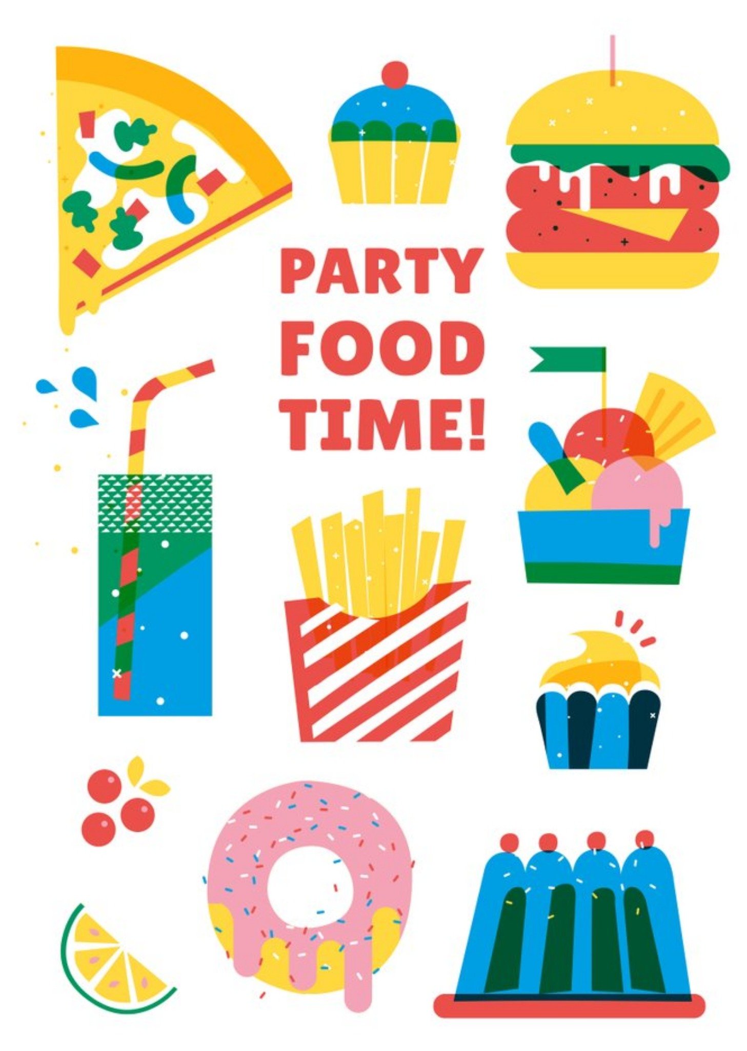 Moonpig Party Food Time Food Illustrations Card, Large
