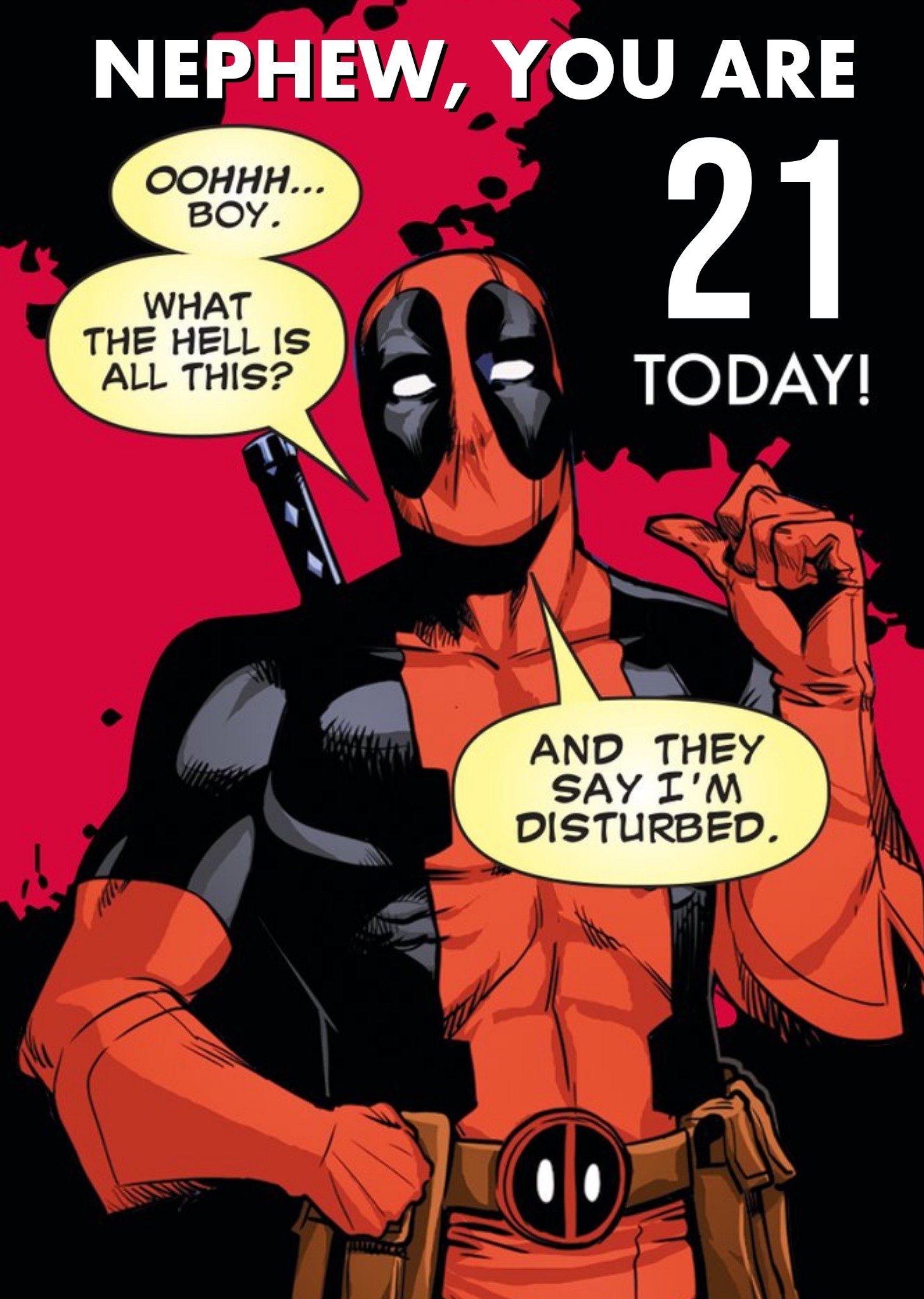 Marvel Deadpool 21 Today Nephew Birthday Card Ecard