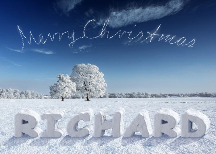 Name In The Snow Personalised Merry Christmas Card