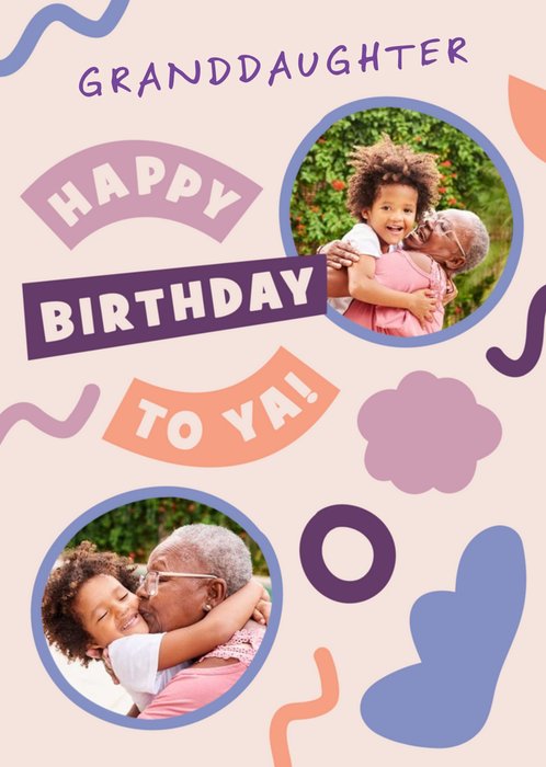 Circular Photo Frames And Funky Shapes Granddaughter's Photo Upload Birthday Card