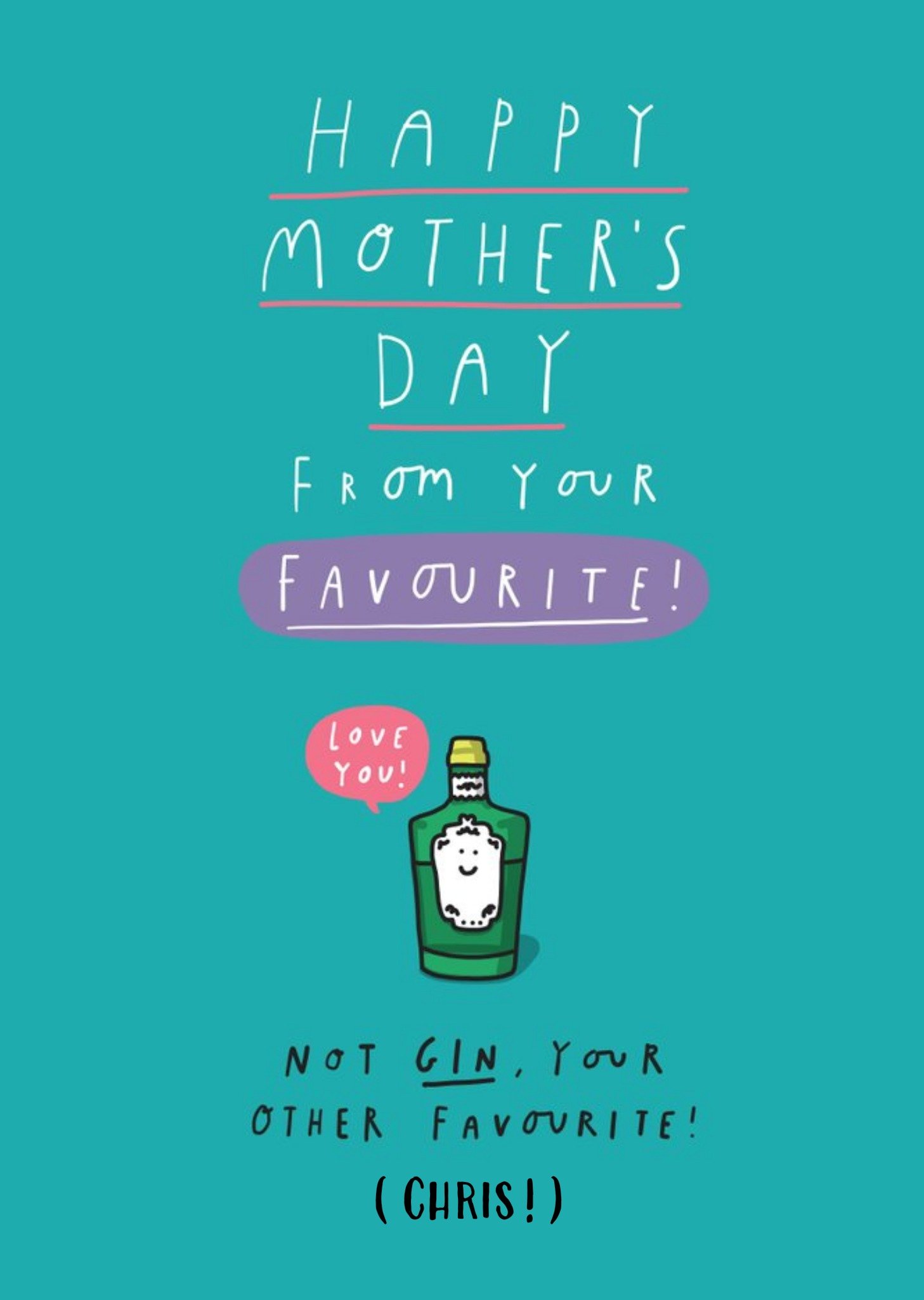 Personalised From Your Favourite (Not Gin) Funny Mother's Day Card Ecard