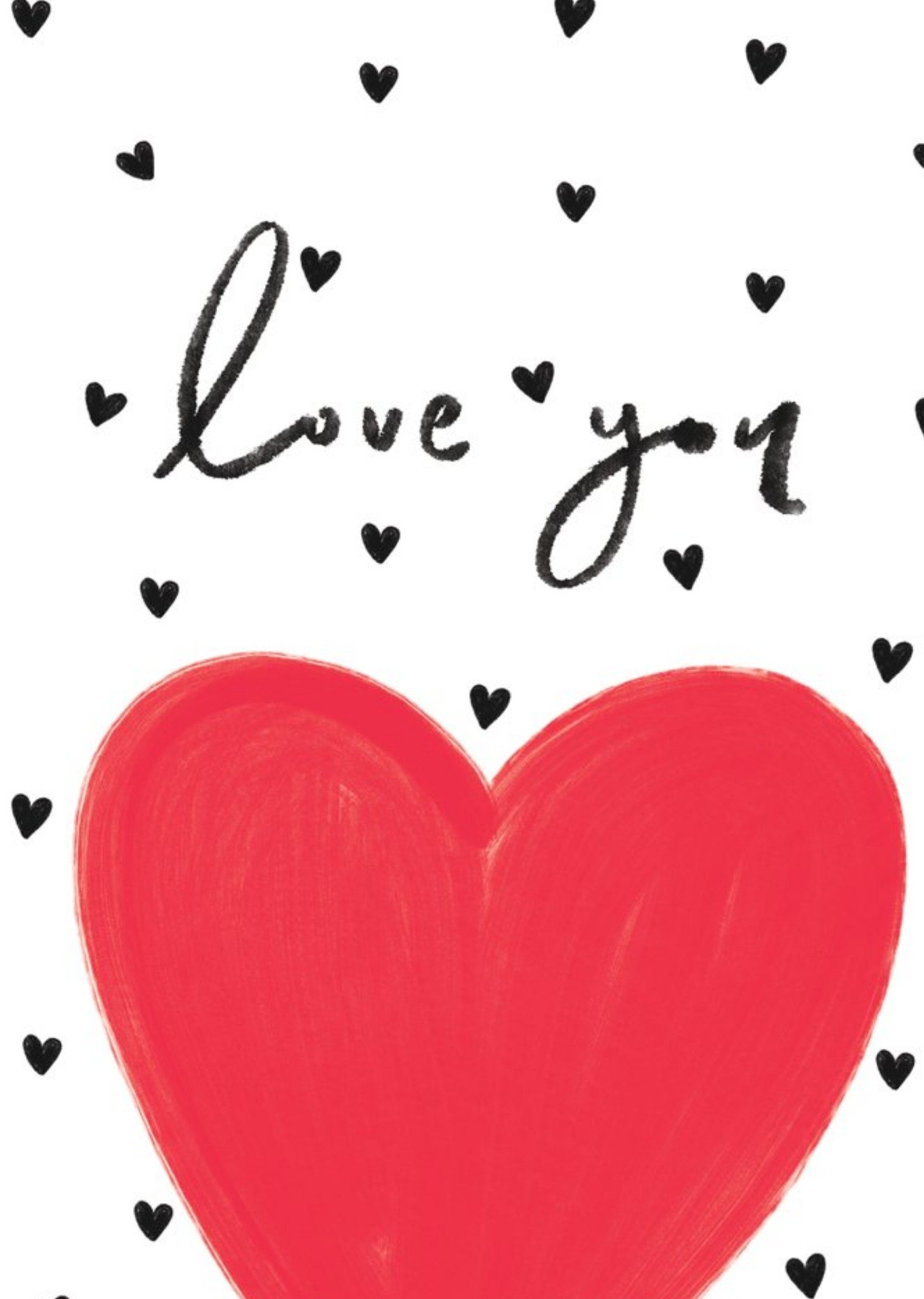 Love You Black And Red Hearts Card