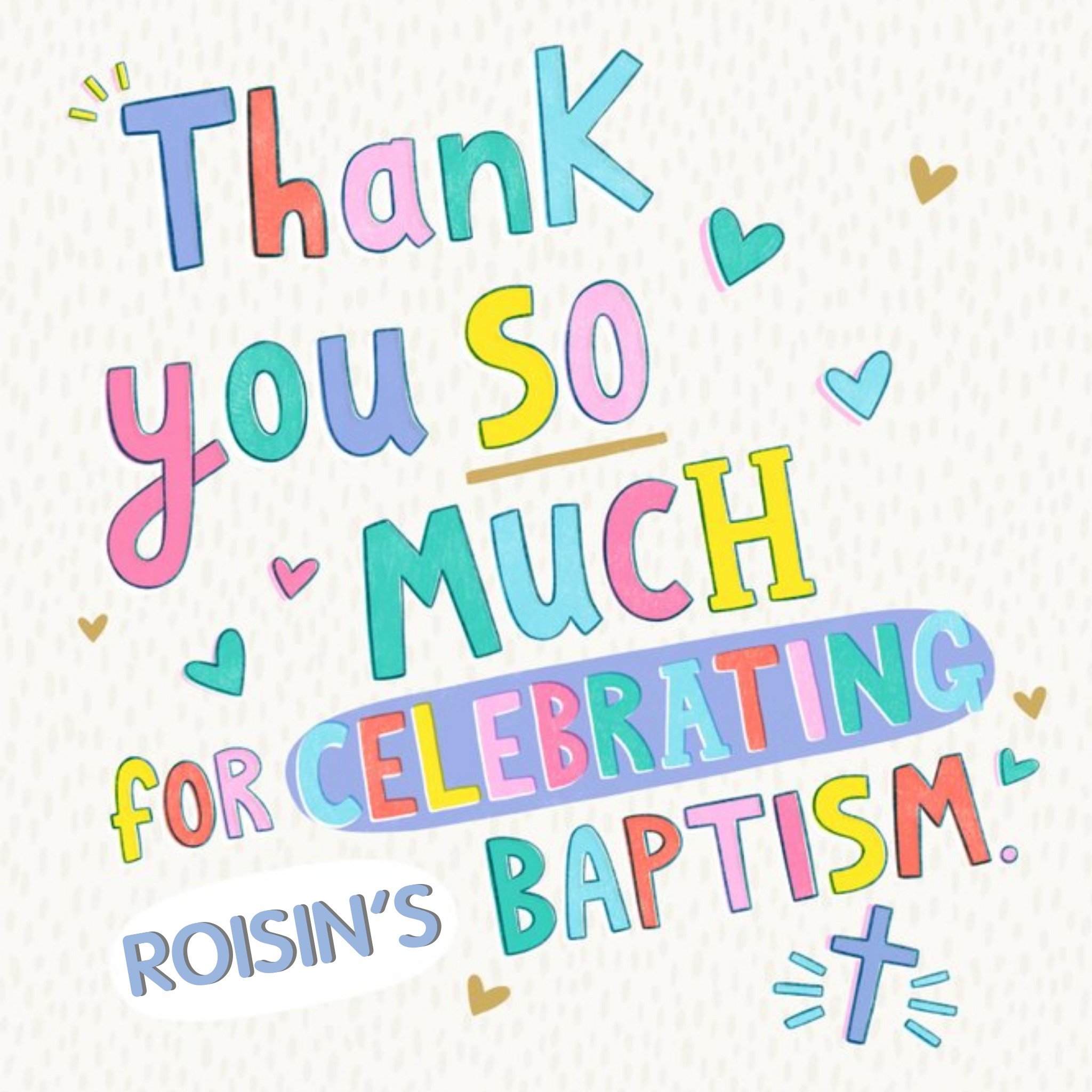 Damien Barlow Illustration Typographic Baptism Irish Card, Square