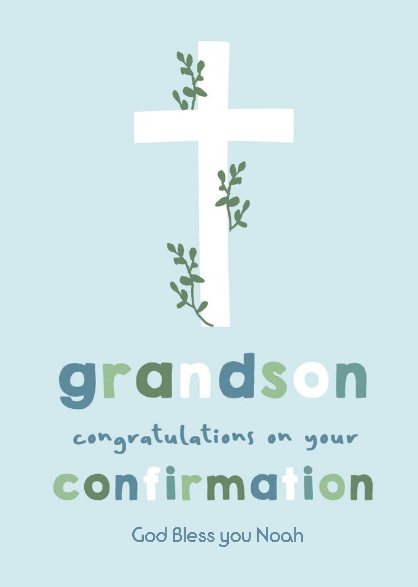 Moonpig Cute Illustrated Cross Grandson Confirmation Card, Large