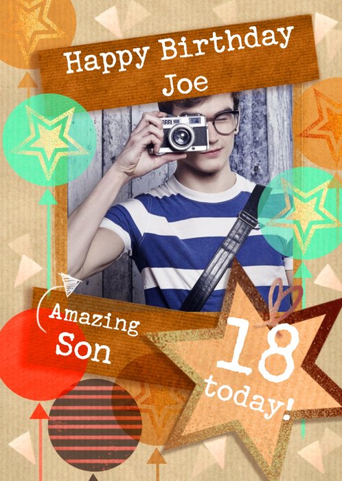 Amazing Son Photo upload Birthday Card