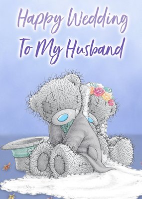 Tatty Teddy Cute Bride And Groom Happy Wedding To My Husband Card