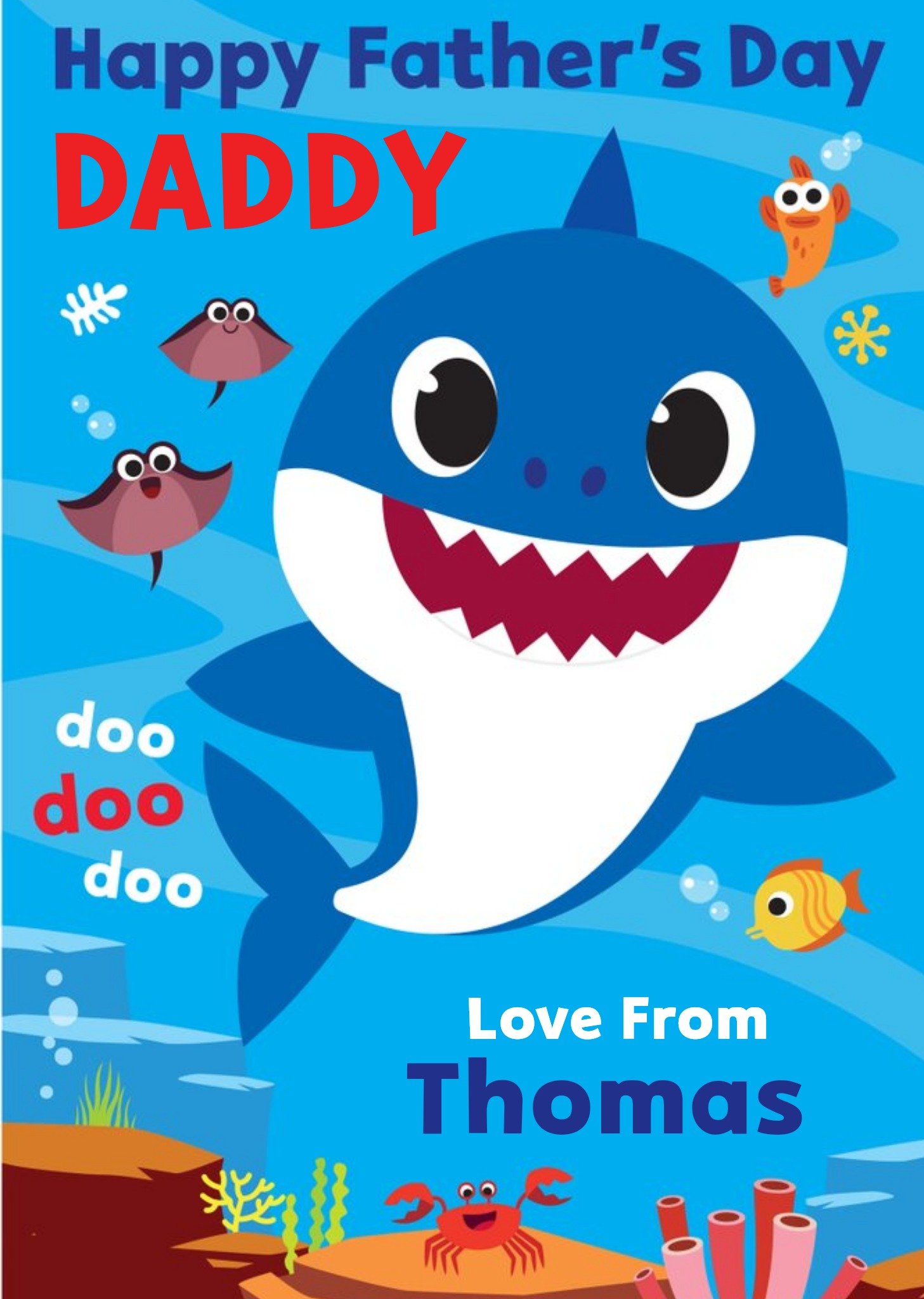 Baby Shark Doo Doo Doo Father's Day Card, Large