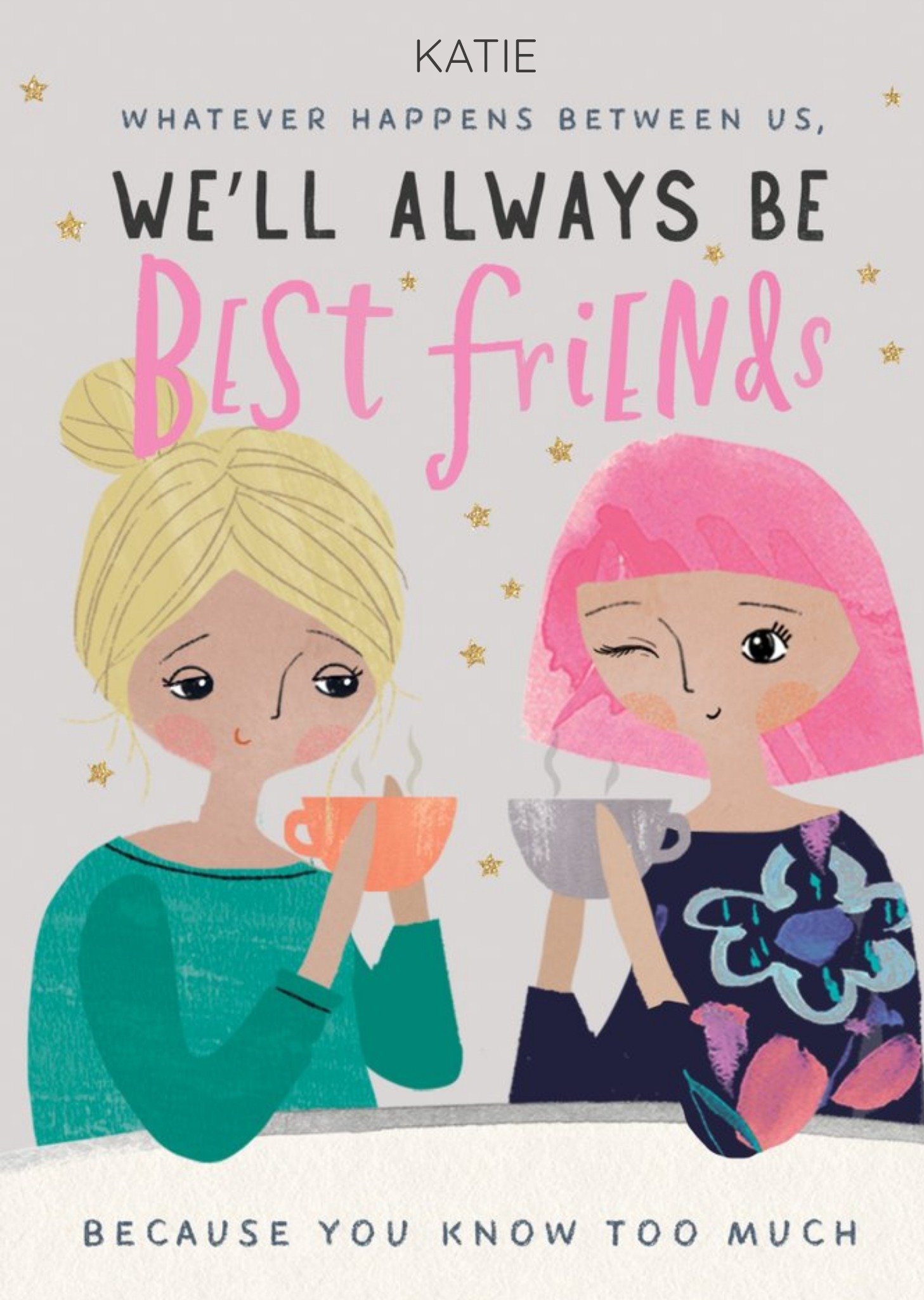 Moonpig Illustrative Humorous Best Friends Birthday Card , Large
