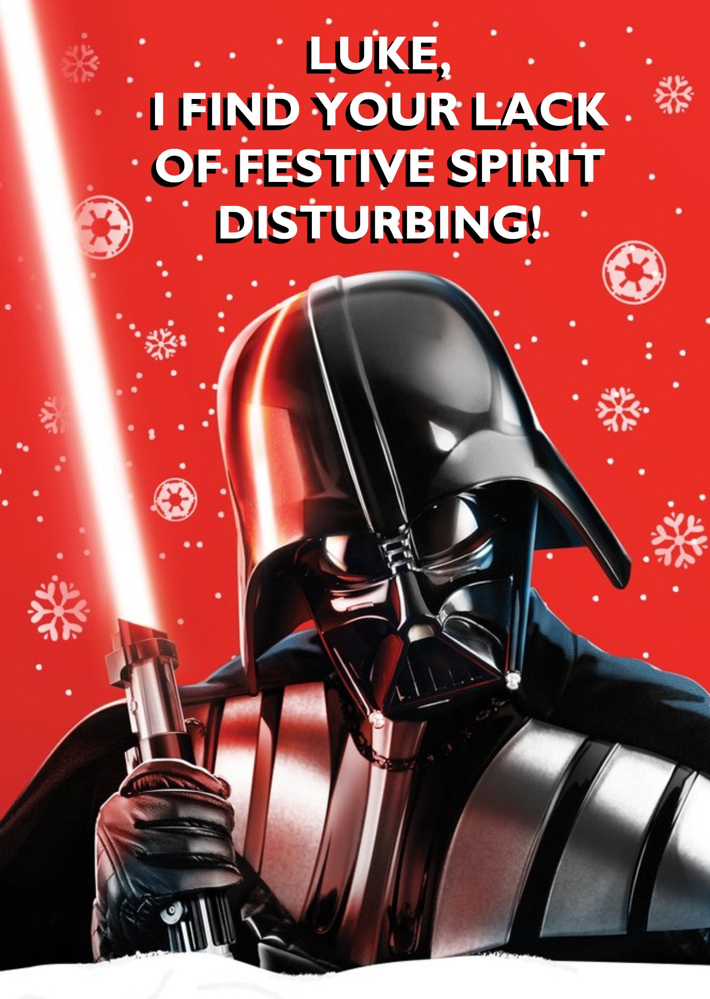 Disney Star Wars Funny Darth Vader Lack Of Spirt Christmas Card, Large
