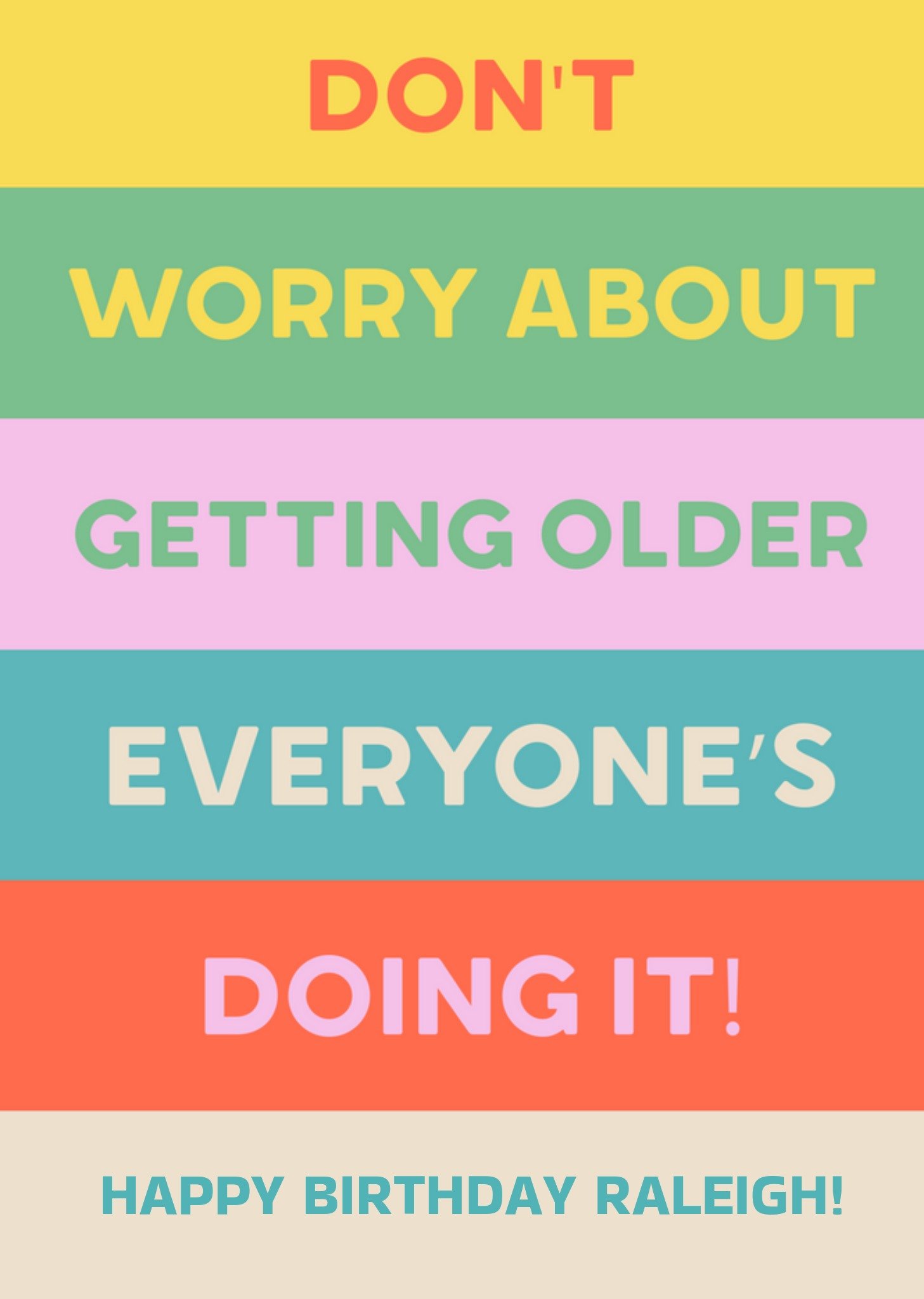 Moonpig Multi Coloured Do Not Worry About Getting Old Word Birthday Card, Large