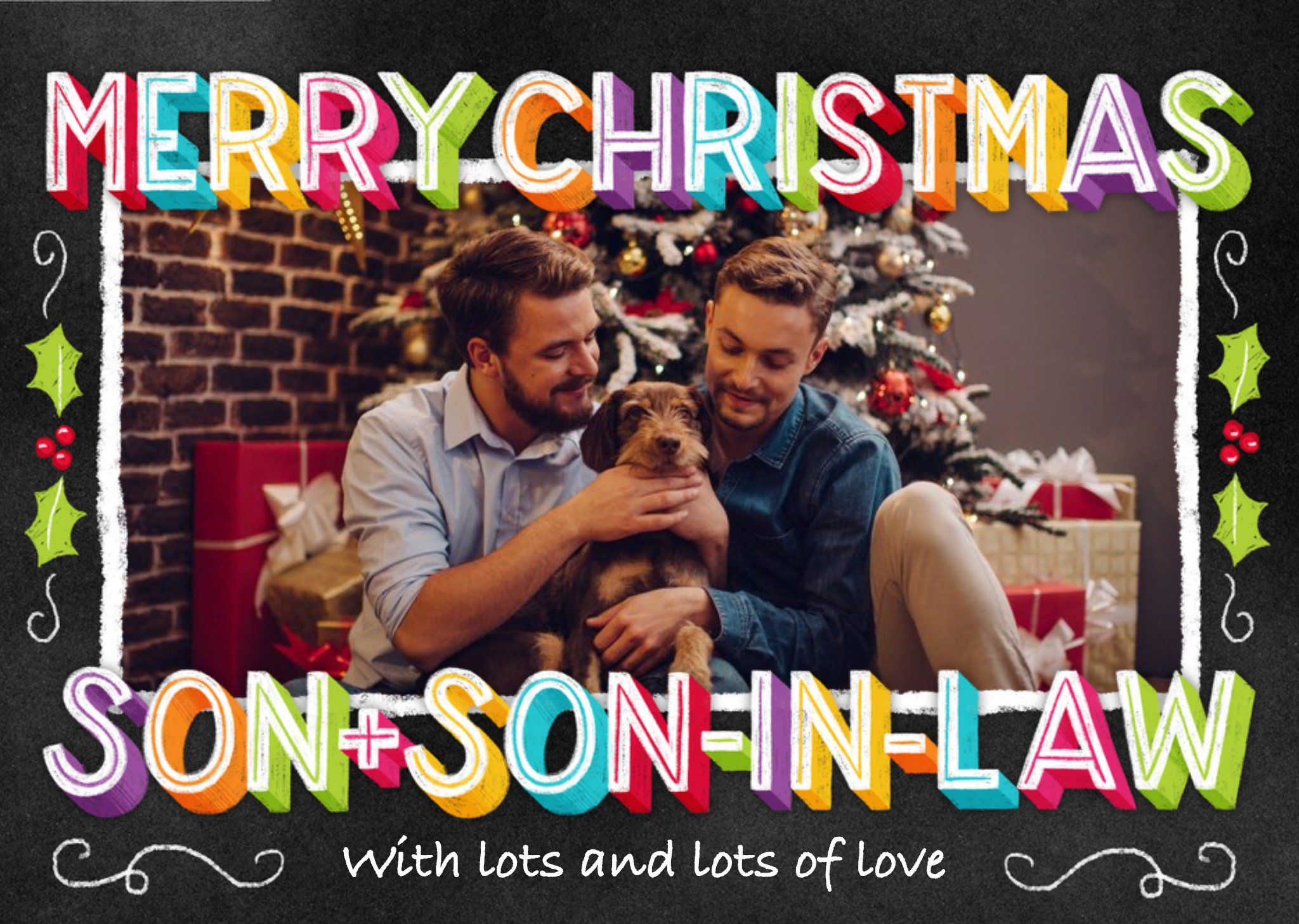 Merry Christmas Son And Son In Law Photo Upload Card