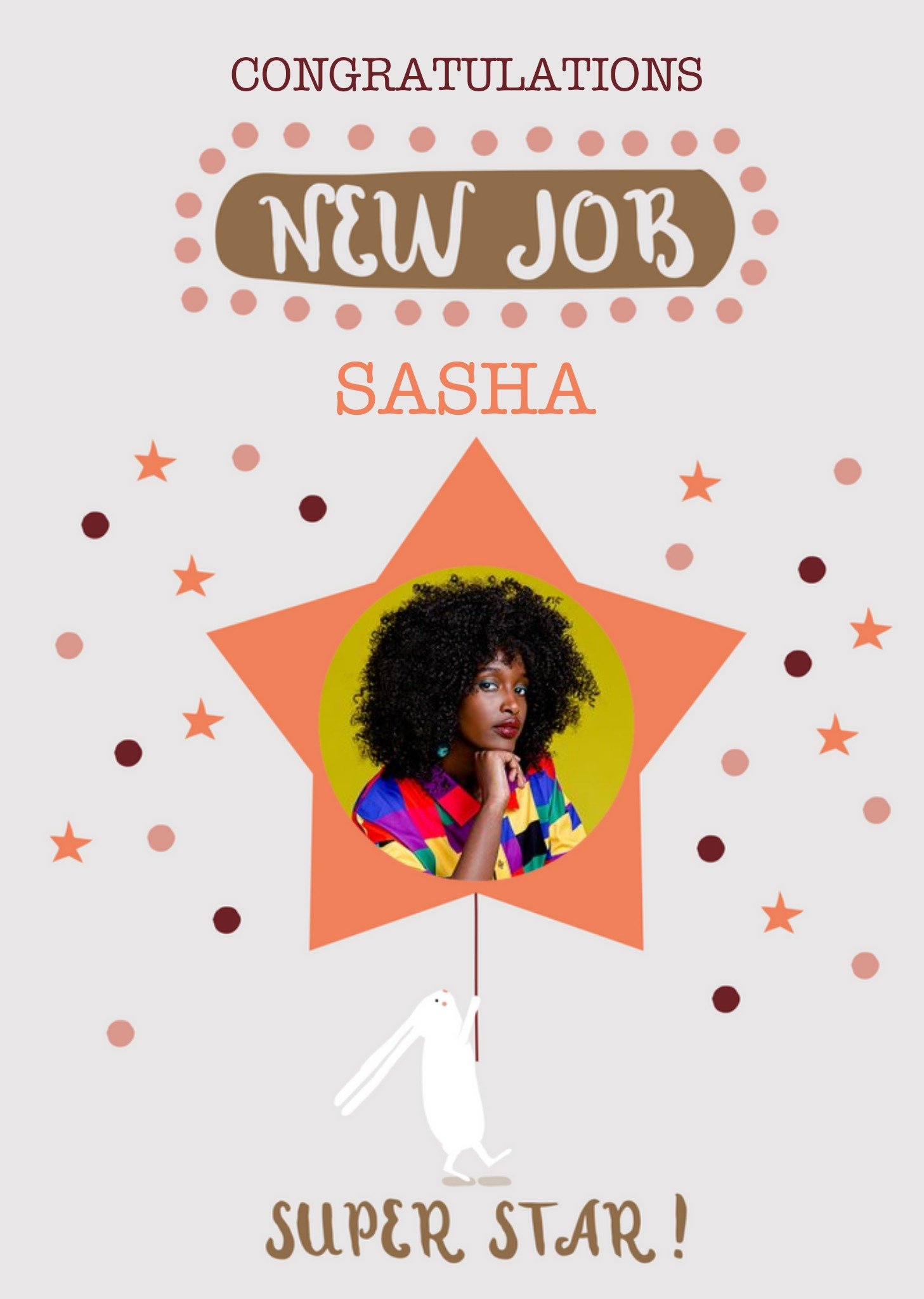 Illustrated Superstar New Job Photo Upload Card Ecard