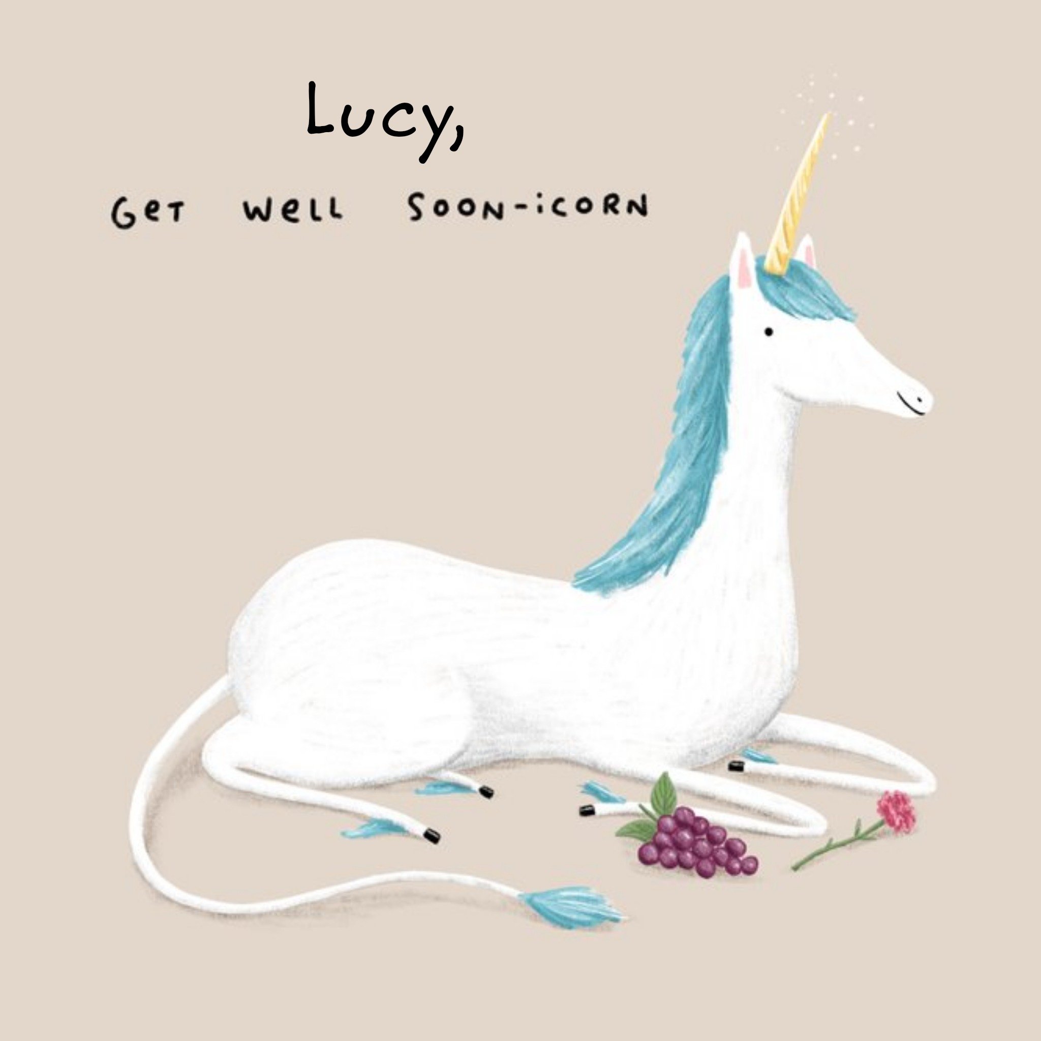 Cute Get Well Soon Card - Get Well Soon- Icorn, Square