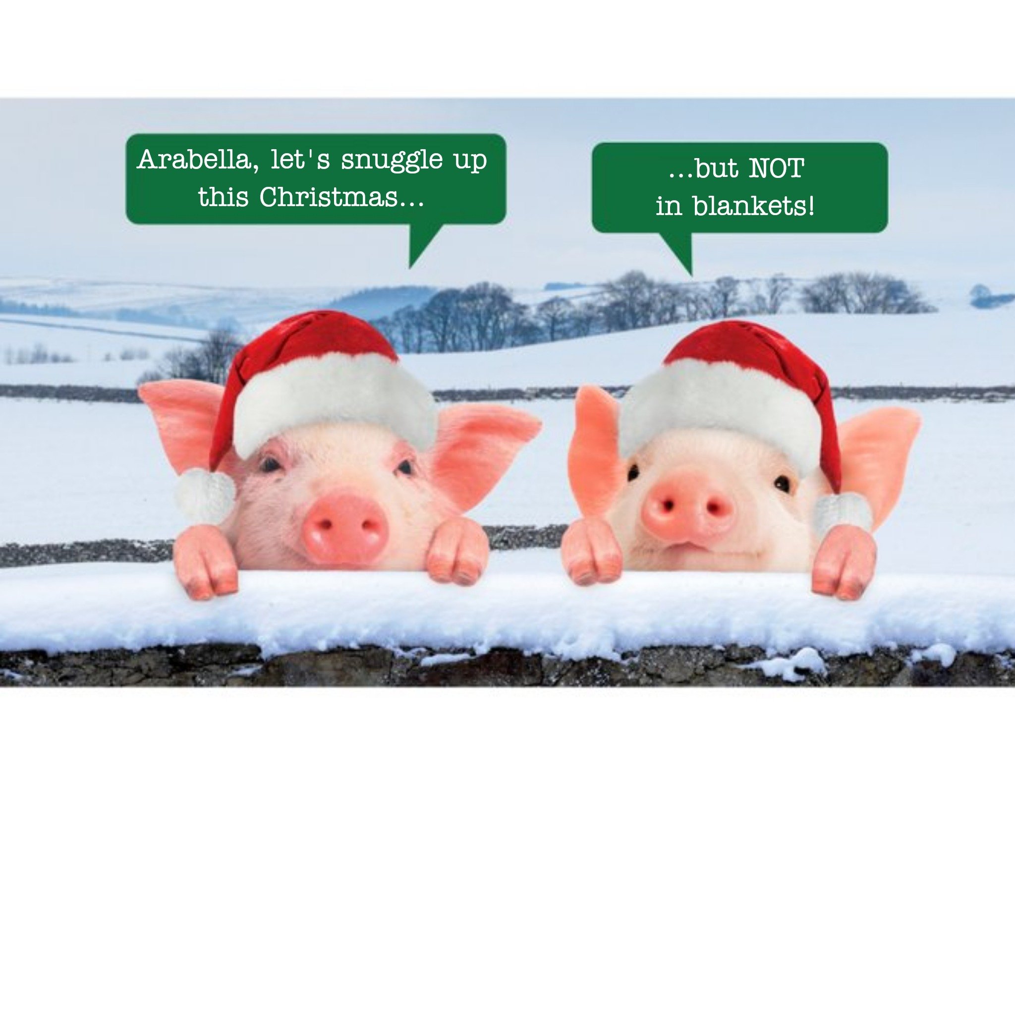 Moonpig Hanson White Two Piglets Personalised Christmas Card, Large