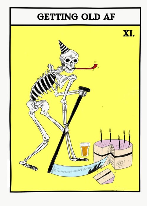 Jolly Awesome Tarot Death Old AF Birthday Card