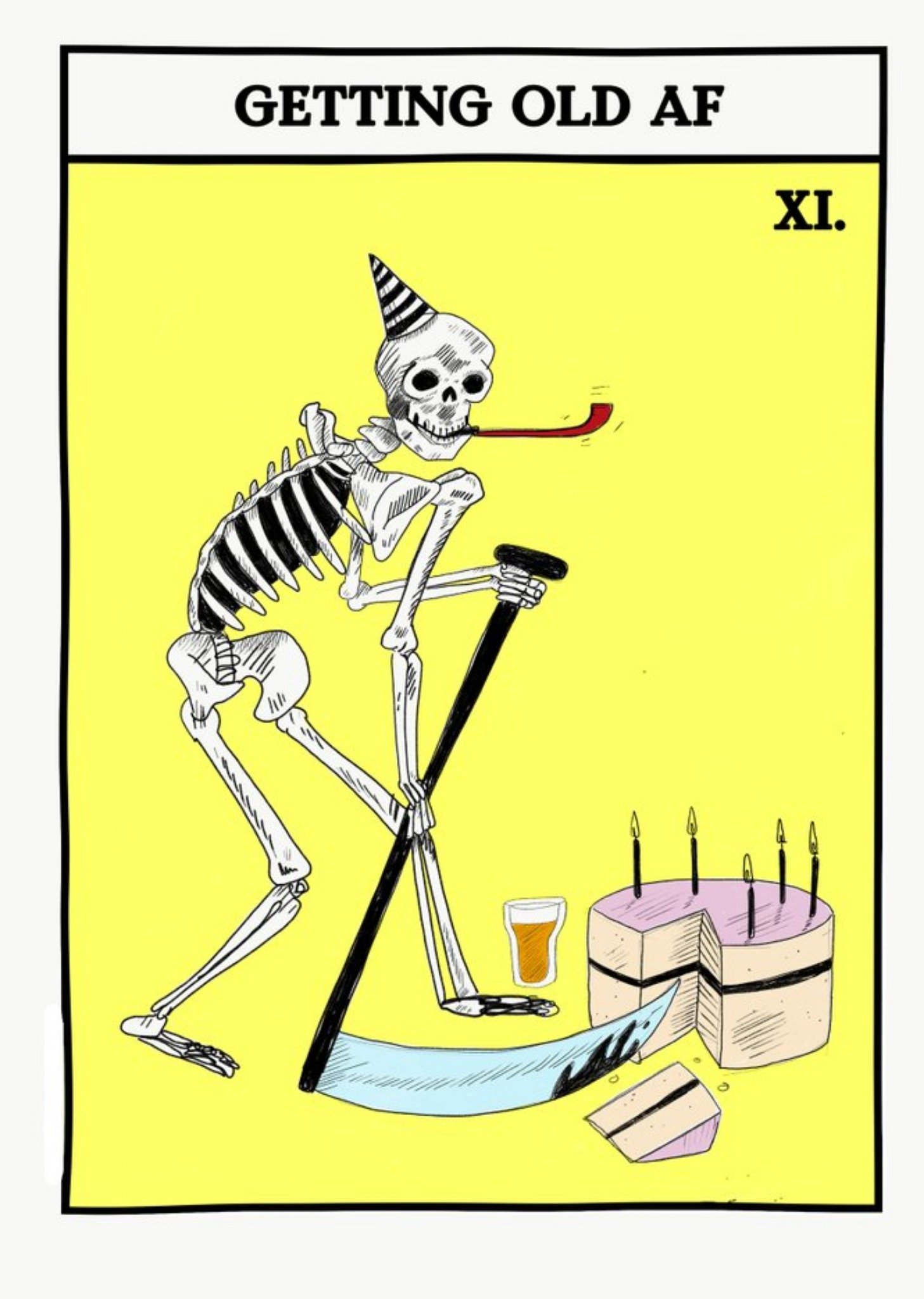 Jolly Awesome Tarot Death Old Af Birthday Card, Large