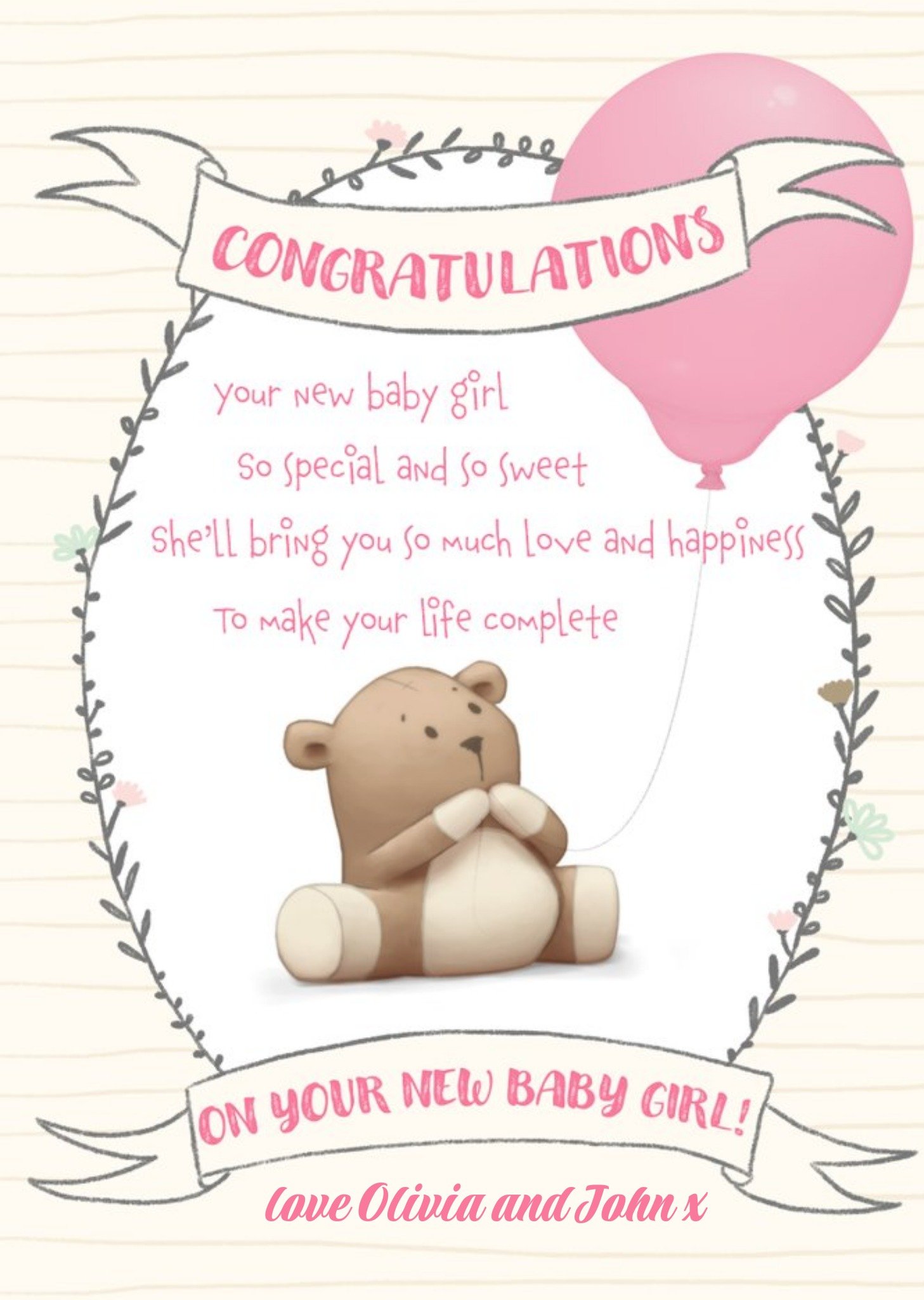 Cute New Baby Girl Card