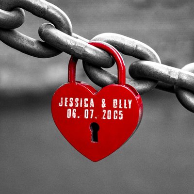 Personalised Names On A Heart Shaped Lock Valentine's Day Card
