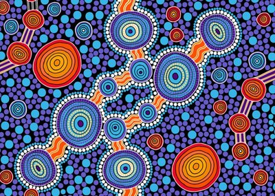 Hogarth Arts Illustrated Blue Aboriginal Art Pattern Card