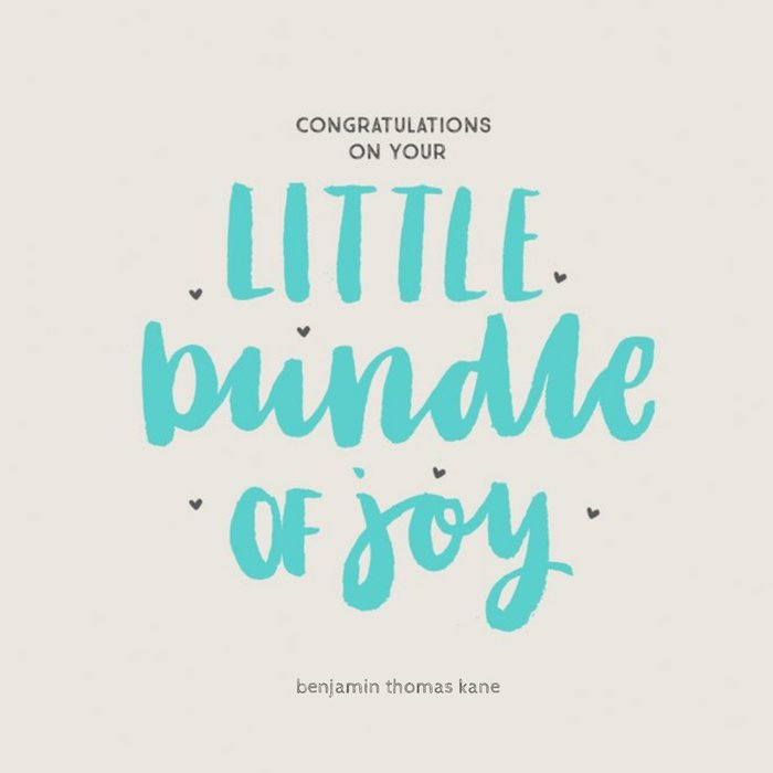 Little Bundle Of Joy Personalised Congratulations On Your New Baby Card