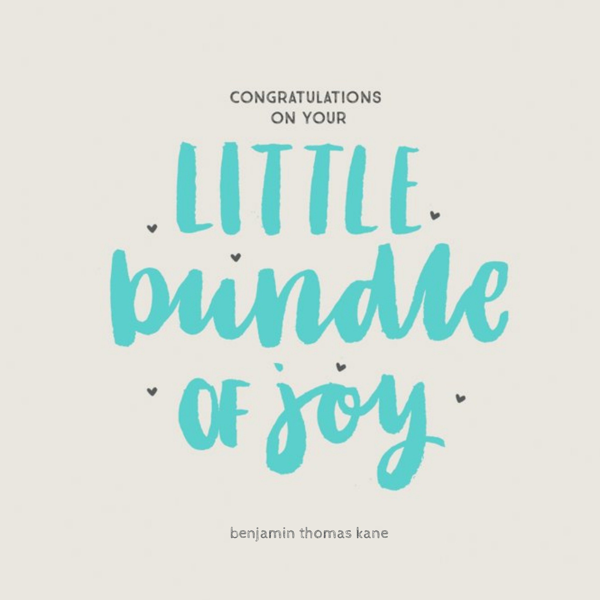 Little Bundle Of Joy Personalised Congratulations On Your New Baby Card, Square