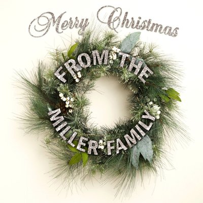 Christmas Wreath Personalised Square Card