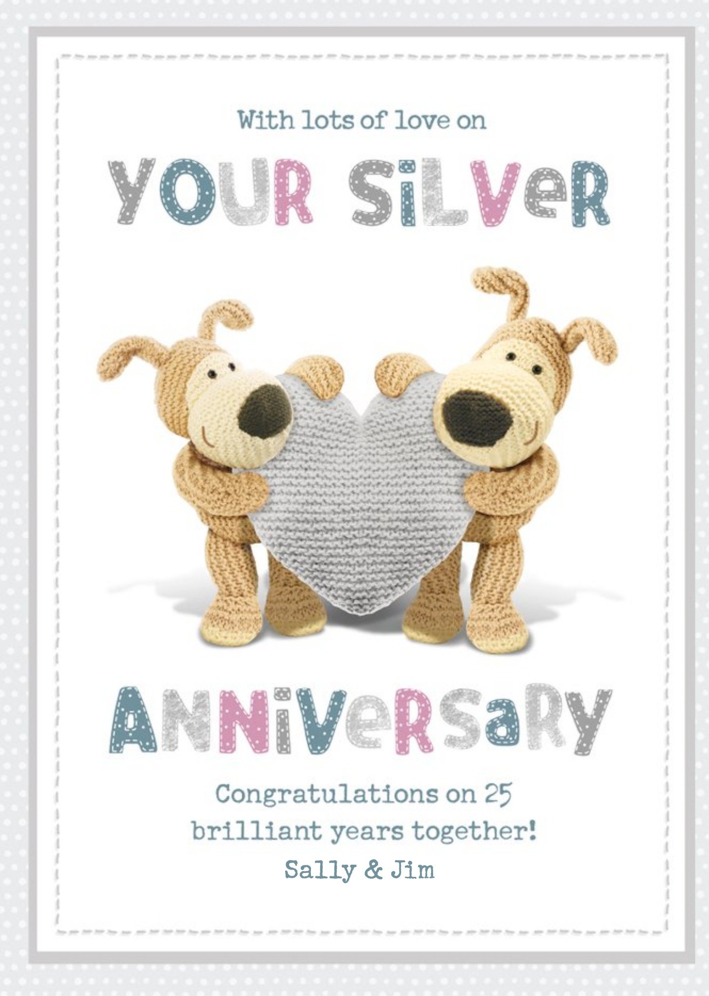 Boofle Cute Sentimental Boofle 25th Silver Anniversary Card, Large