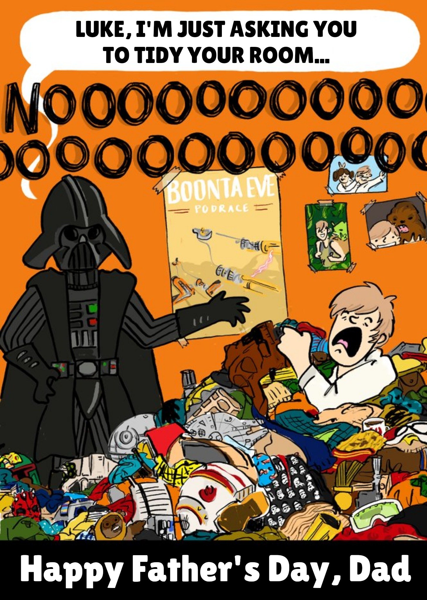 Disney Star Wars Darth Vader & Luke Tidy Your Room Funny Father's Day Card