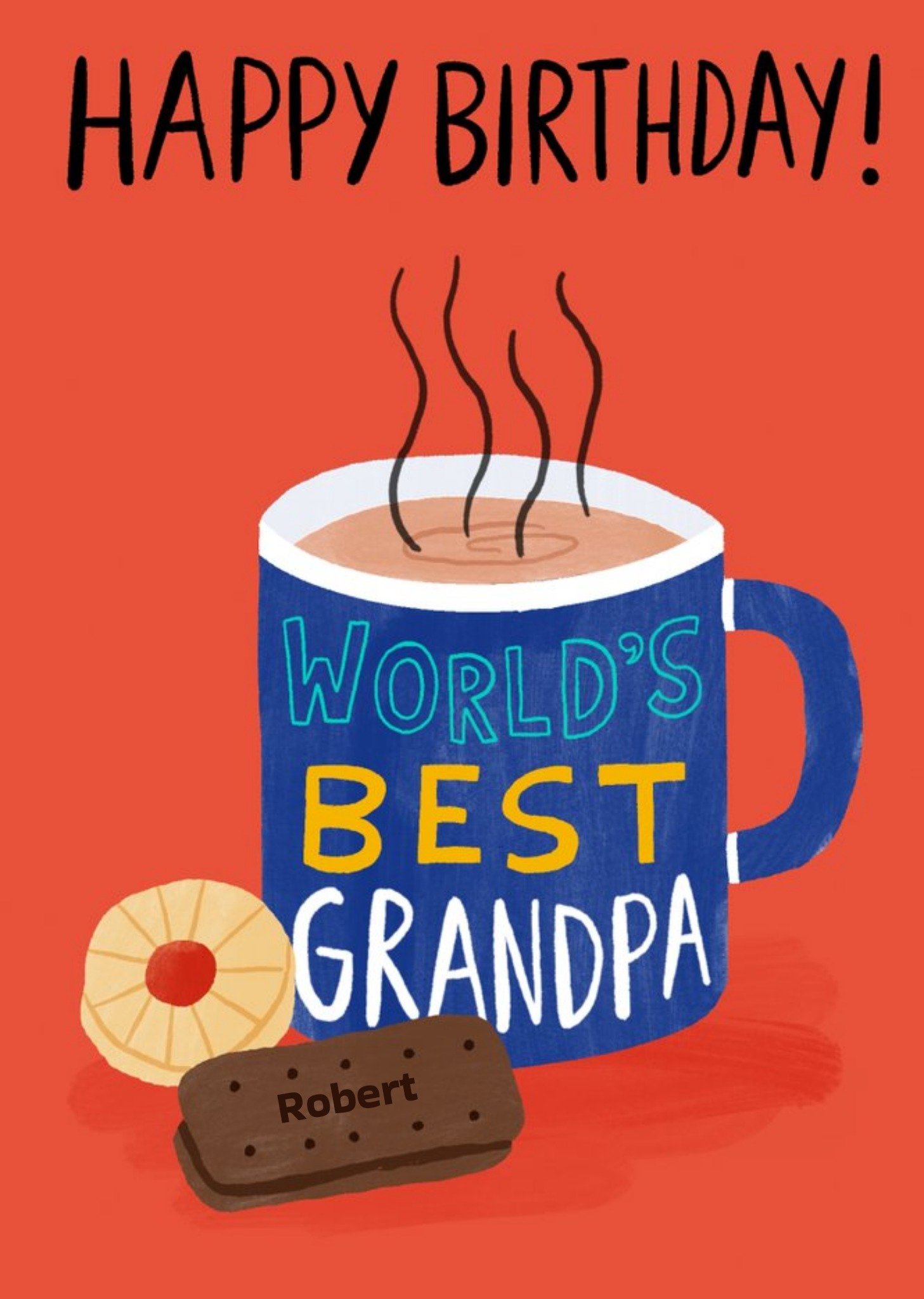 Moonpig Happy Birthday Worlds Best Grandpa Tea And Biscuits Birthday Card, Large