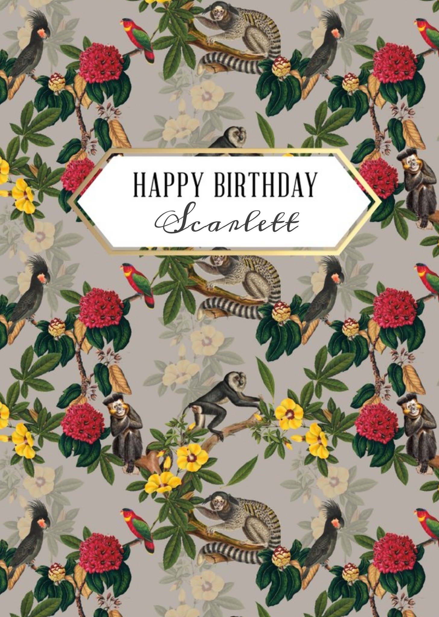 The Natural History Museum Natural History Museum Happy Birthday Floral Lemur Card, Large