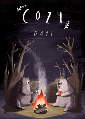 Bears Around The Campfire Cozy Date Card