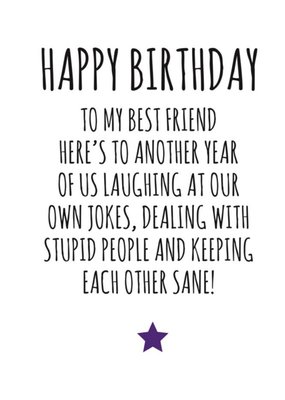 Typographical Happy Birthday To My Best Friend Card