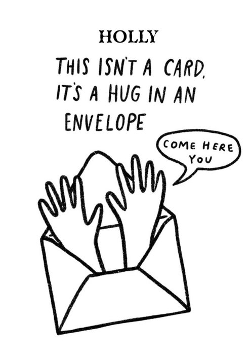 LIne Drawing Hug in a Envelope Birthday Card  