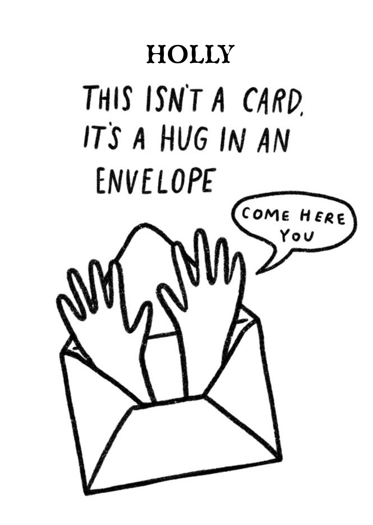 Moonpig Line Drawing Hug In A Envelope Birthday Card Ecard