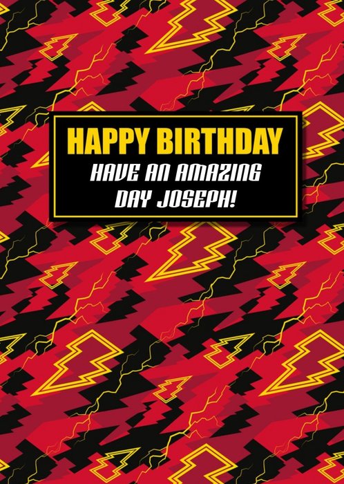 Shazam! Lightning Bolt Pattern Birthday Card