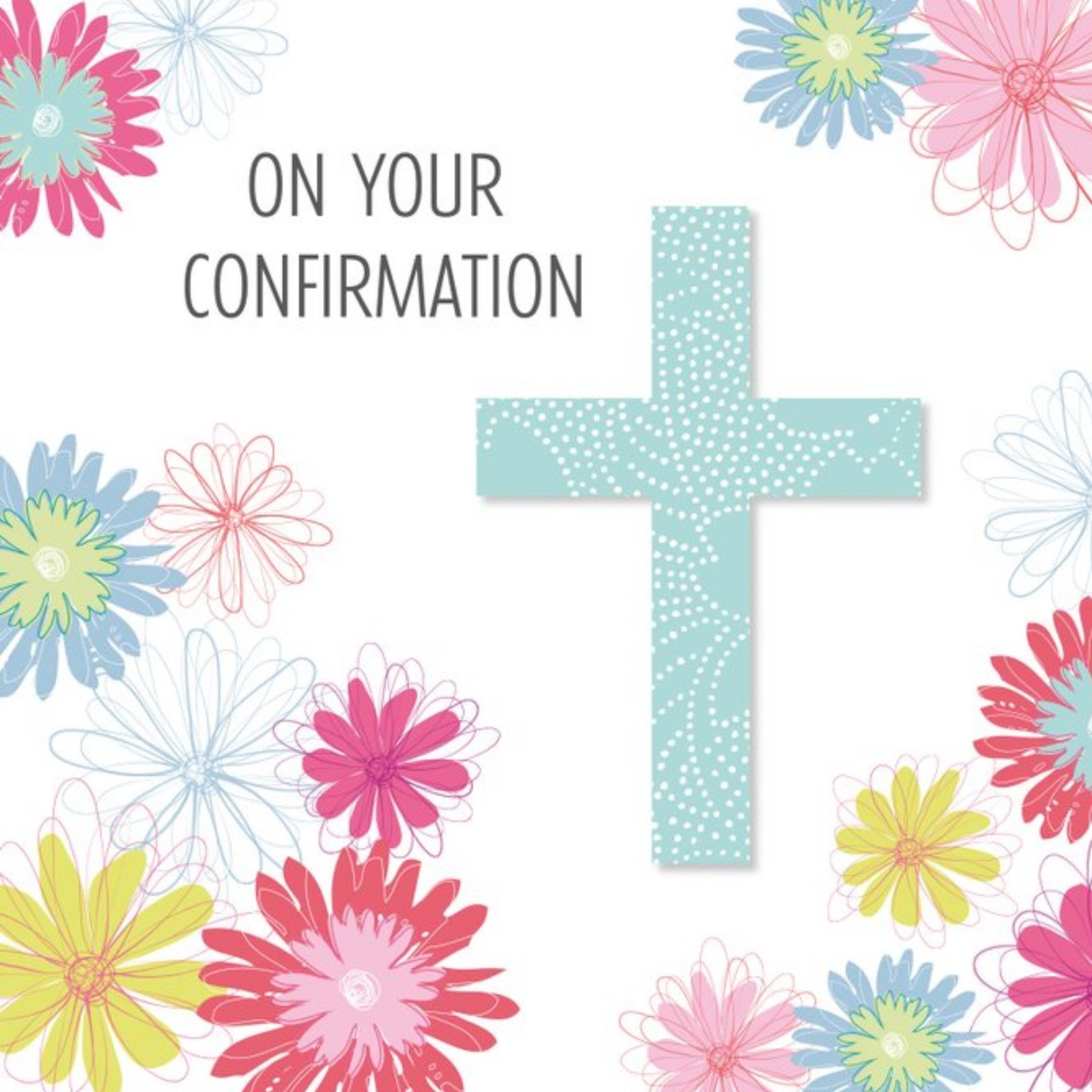 On Your Confirmation Cross Floral Card, Square