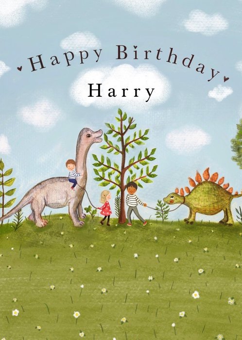 Love Lucy Illustration Dinosaur Birthday Card
