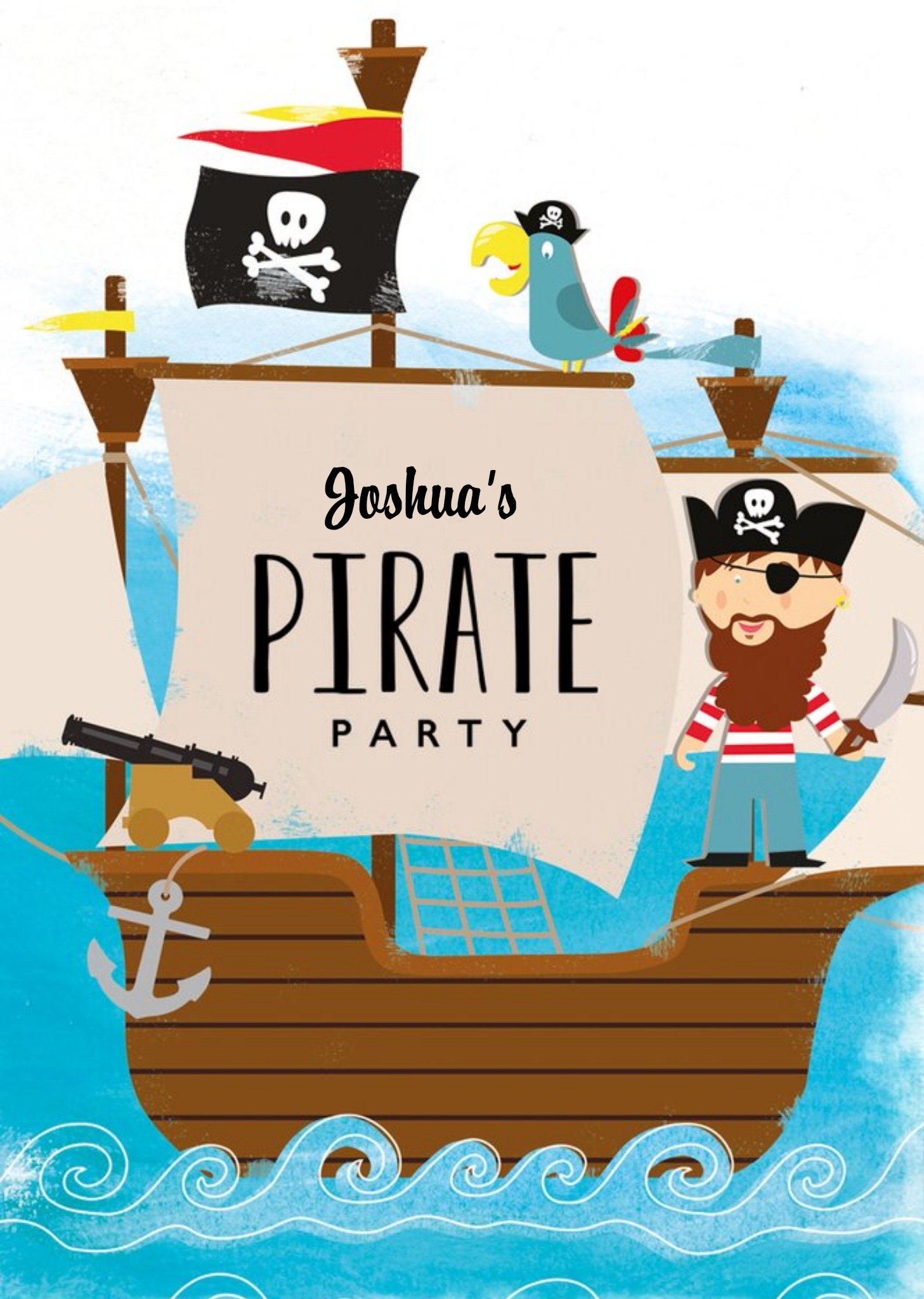 Moonpig Pirates Out At Sea Birthday Party Invitation, Standard Card