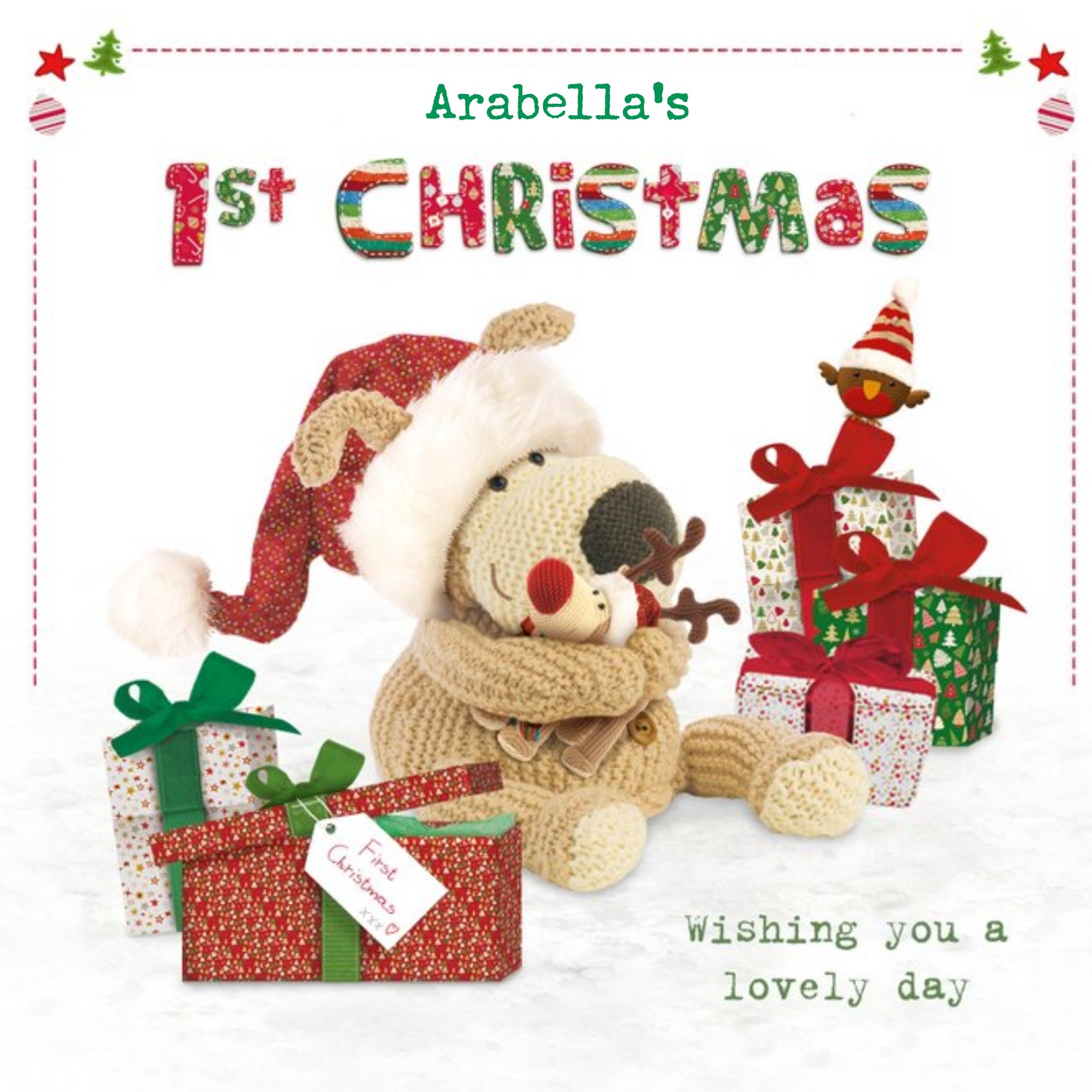 Boofle First Christmas Photo Upload Card, Square