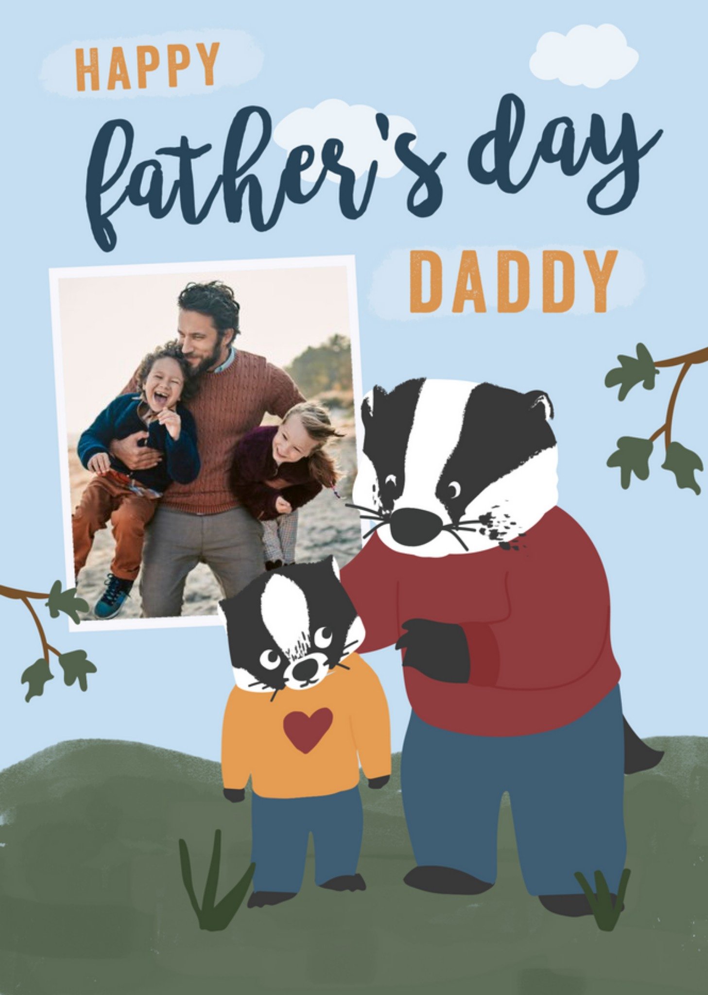 Badger Father's Day Photo Upload Card Ecard