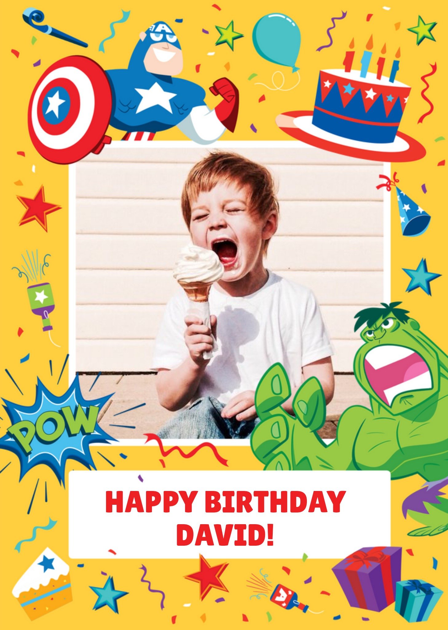 Marvel Comics Hulk And Captain America Happy Birthday Photo Upload Card Ecard