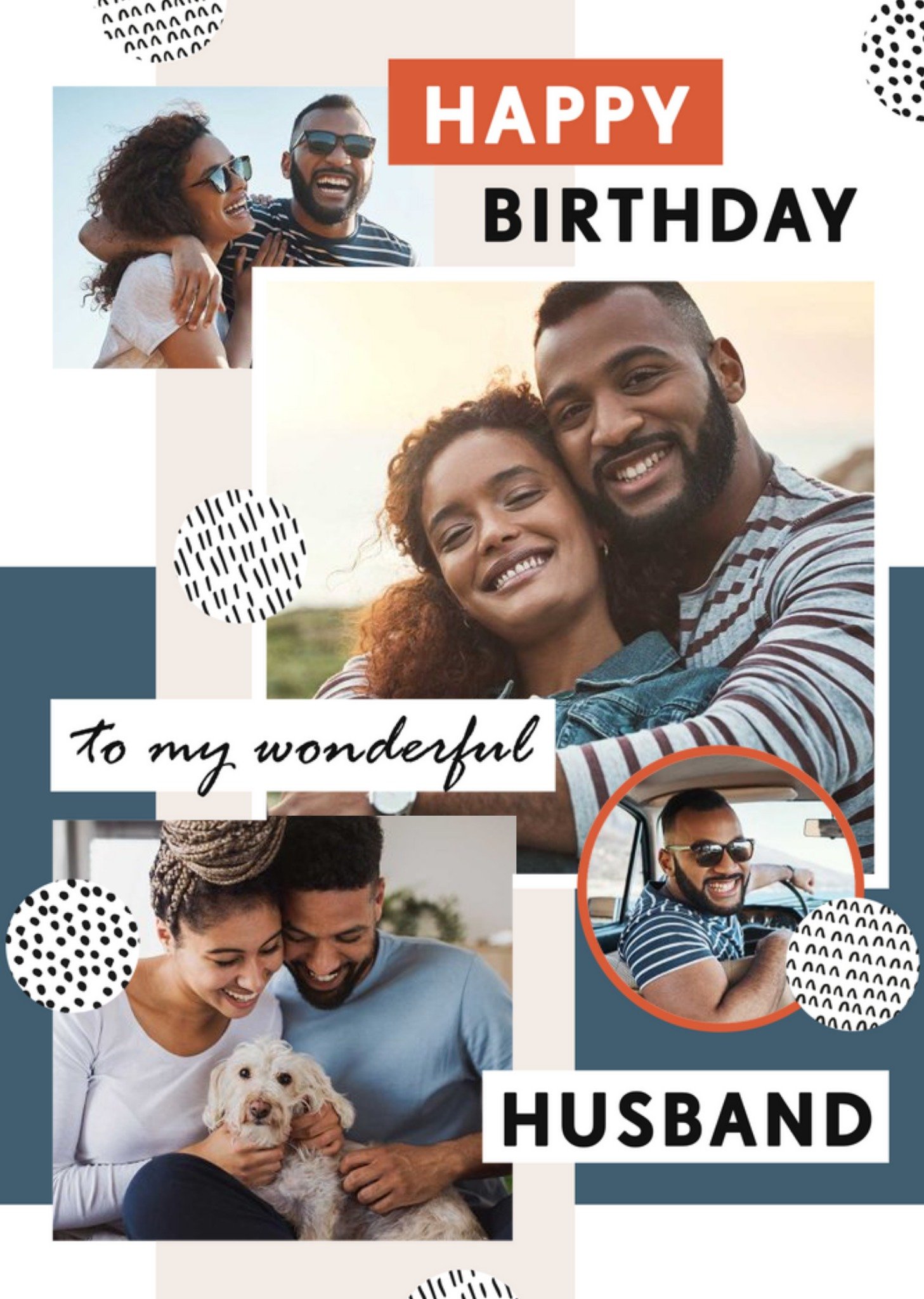 Moonpig Photo Collage With Geometric Shapes Husband's Photo Upload Birthday Card Ecard