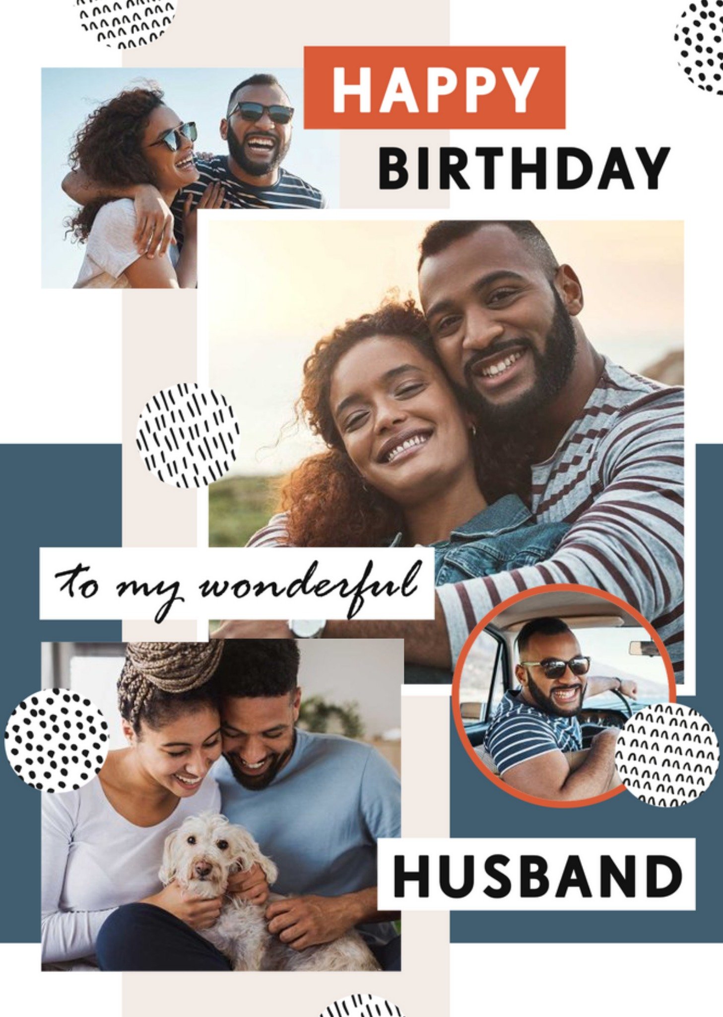 Photo Collage With Geometric Shapes Husband's Photo Upload Birthday Card Ecard