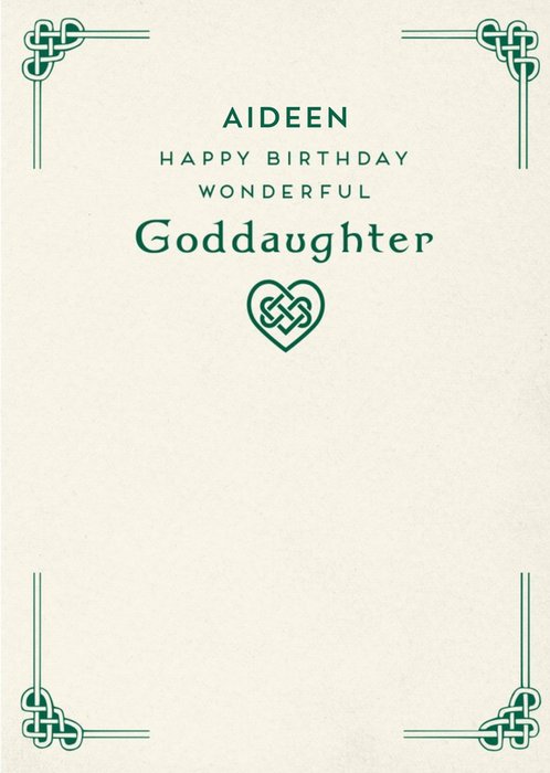 Pigment Irish Celtic Illustration Modern Goddaughter Birthday Card