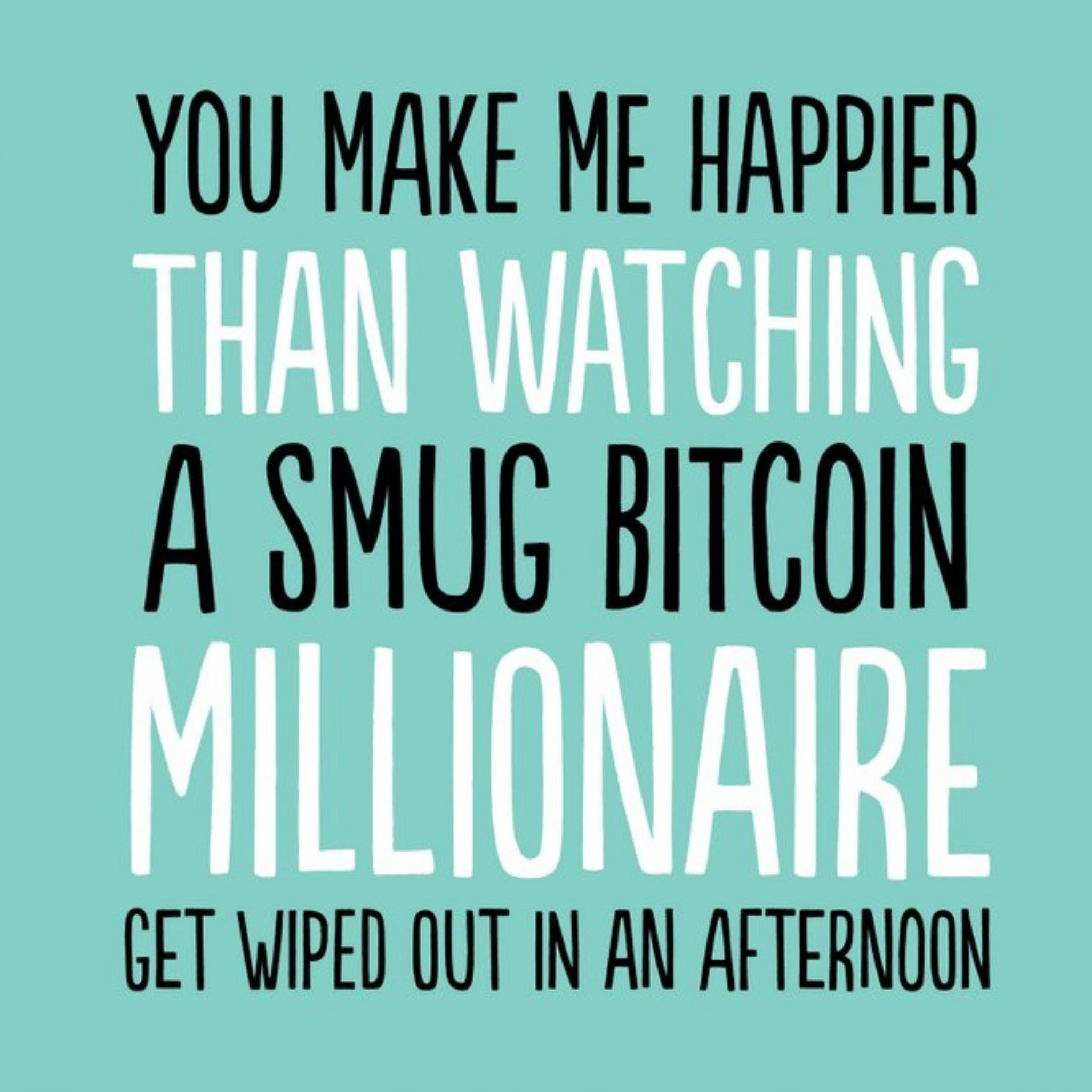 Smug Bitcoin Funny Typographic Card, Square