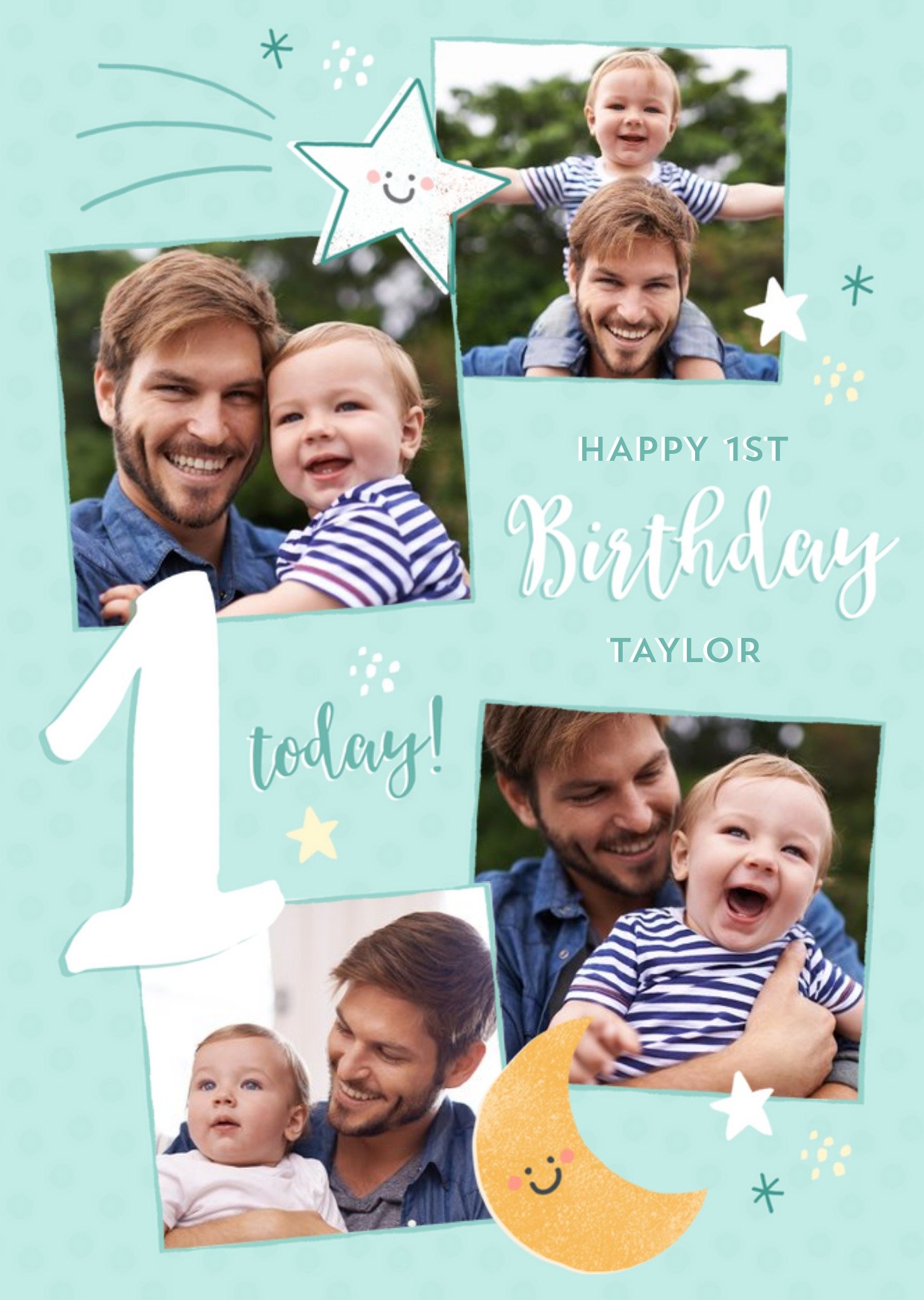 Cute 1st Birthday Photo Upload Birthday Card Ecard