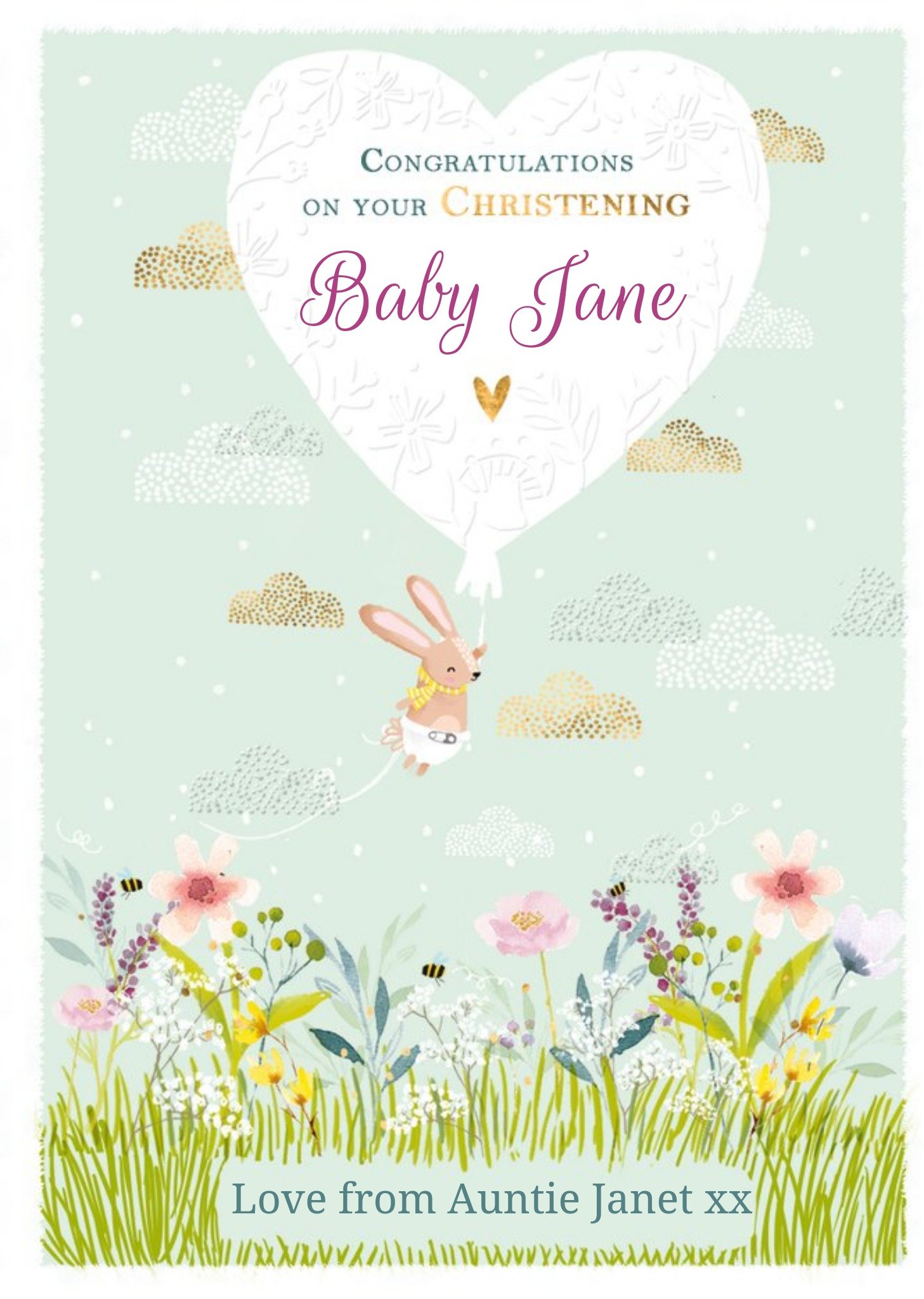 Cute Illustration Cute Illustration Of A Bunny Being Carried By A Heart Shaped Balloon Personalised Ecard