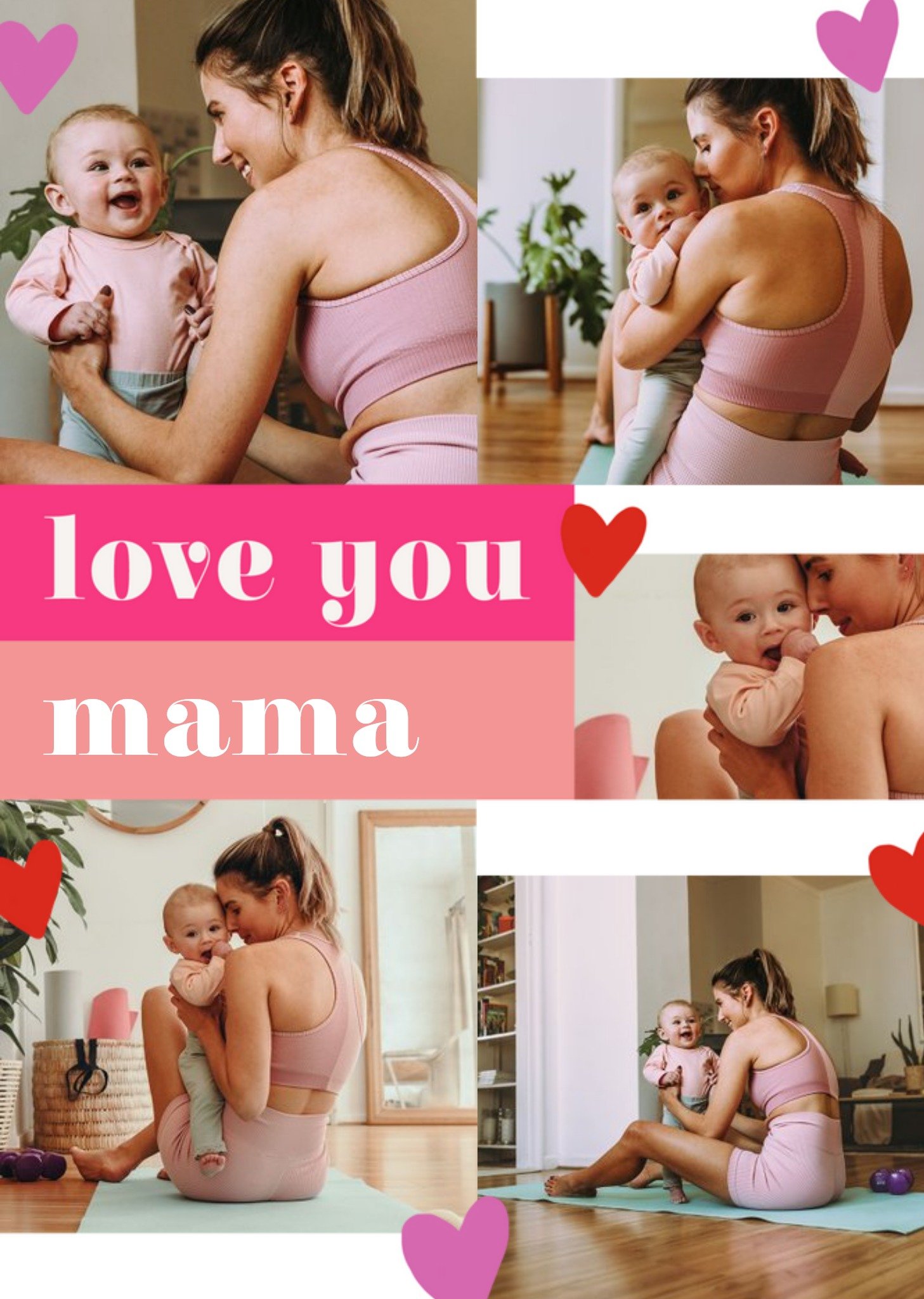 Moonpig Five Photo Upload Love You Mama Modern Mother's Day Card Ecard
