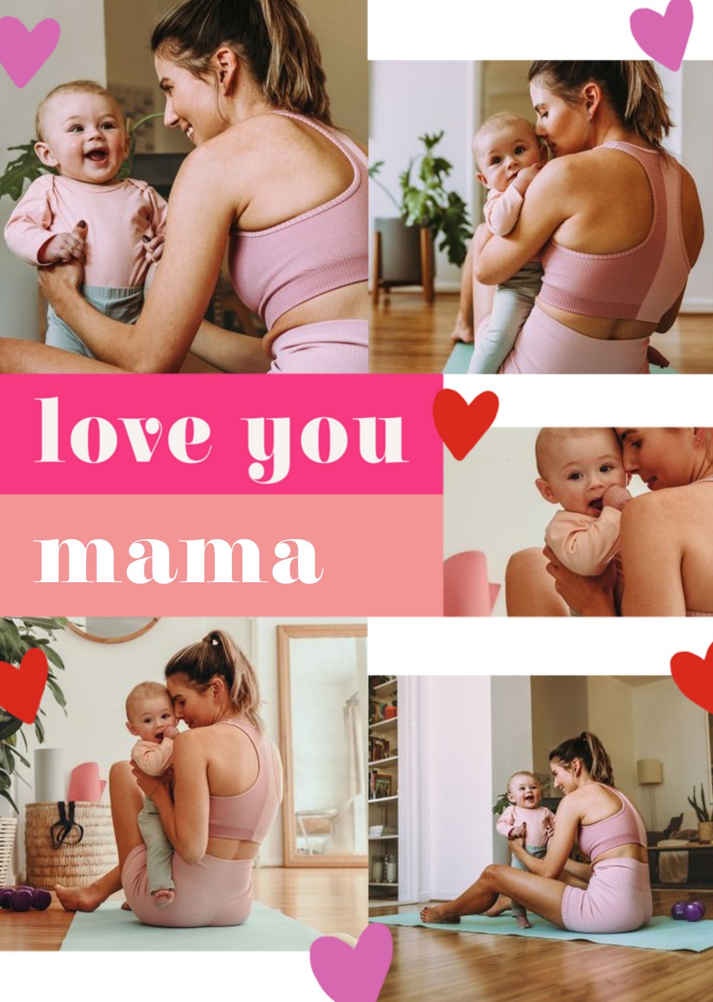 Five Photo Upload Love You Mama Modern Mother's Day Card Ecard