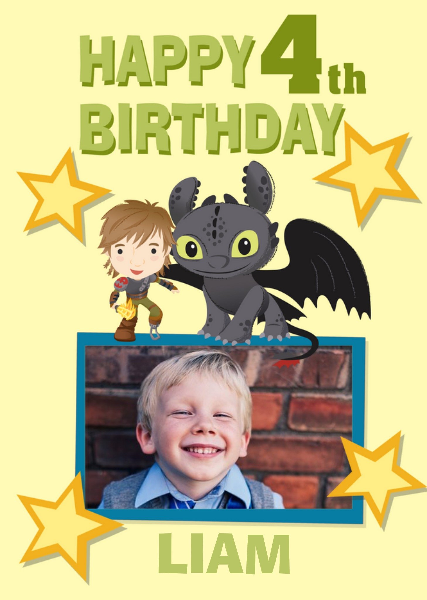 Cute How To Train Your Dragon Toothless And Hiccup 4th Birthday Photo Upload Card Ecard